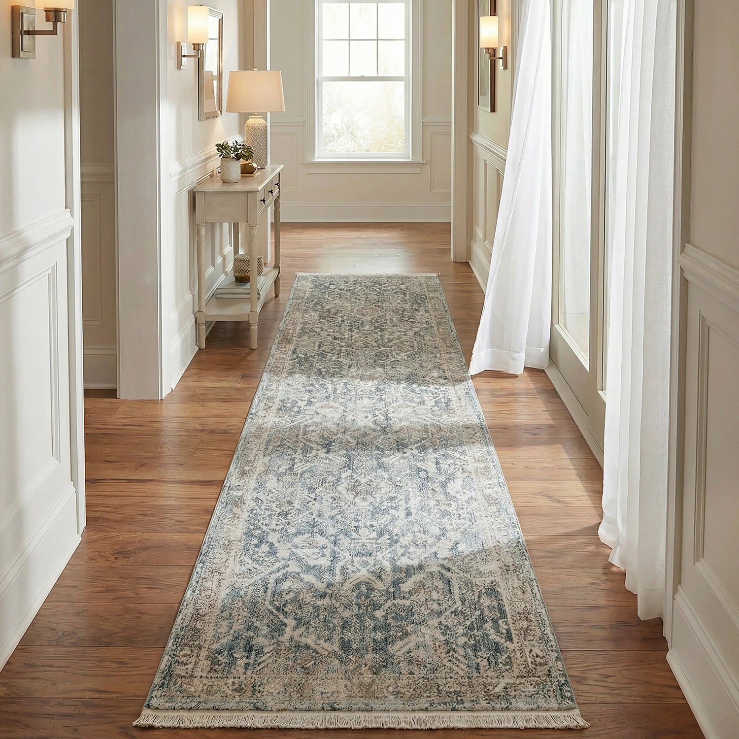 1 Common Ground Rugs Aegean Alvin 400x80cm - Large Runner Power Loomed Rug - Blue, 1 of 9