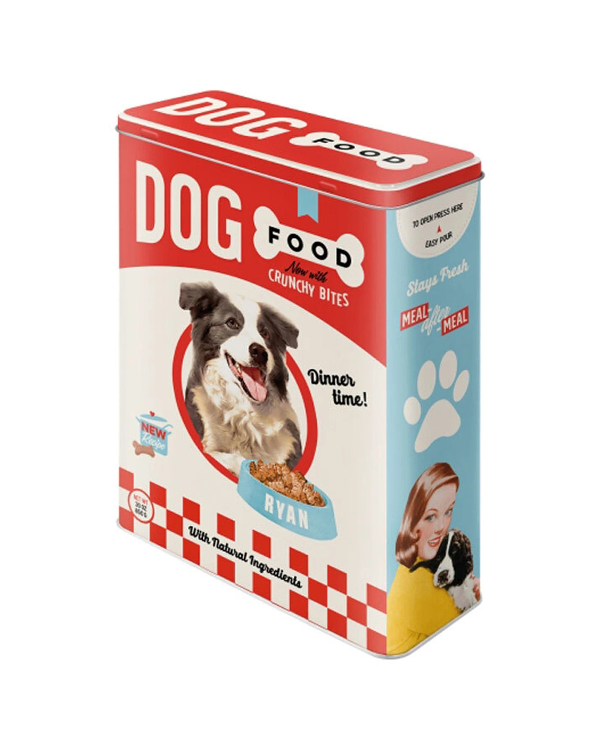 1 Nostalgic-Art Tin Box XL Safe Embossed Steel Storage 4L Dog Food - Red, 1 of 1
