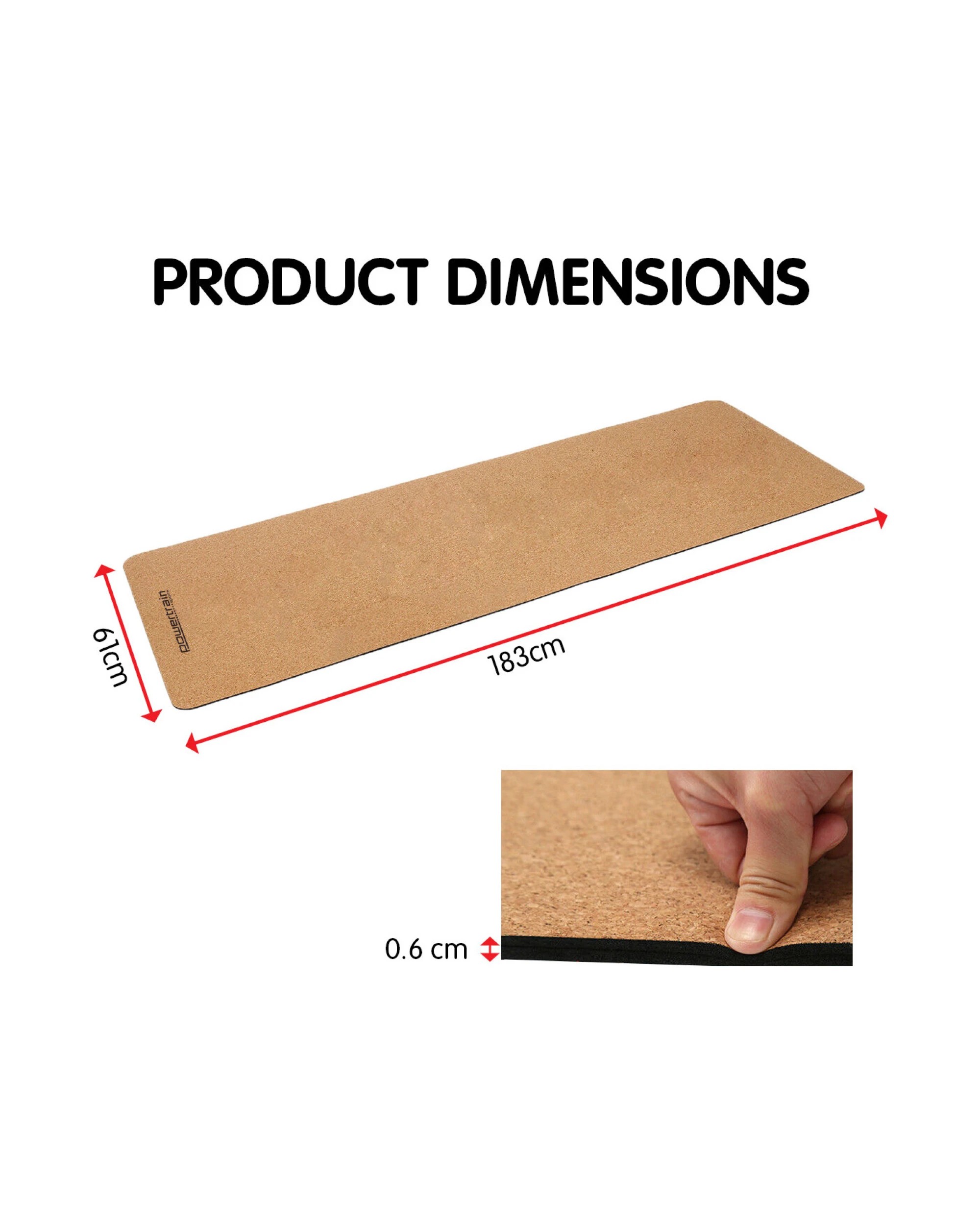 3 Powertrain Cork Yoga Mat with Carry Straps - Plain, 3 of 6