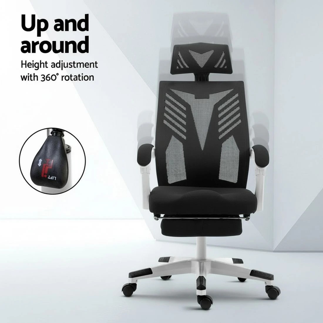 4 Artiss Mesh Office Chair Recliner - Multi, 4 of 5