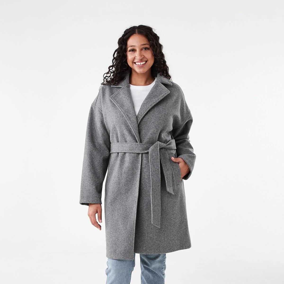 1 Oversized Coat with Belt Gry Chmrle, 1 of 9
