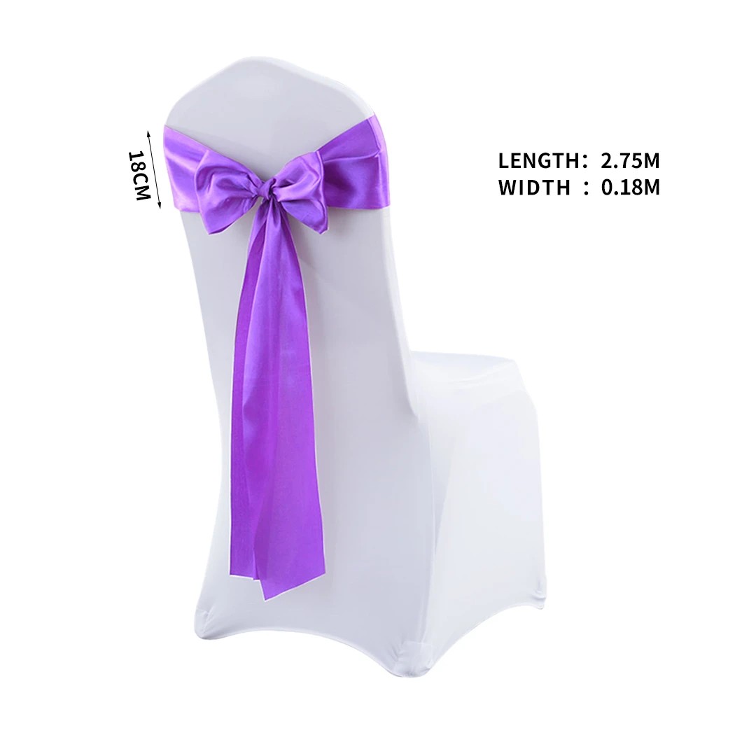 3 Traderight 50 Pcs Satin Chair Sashes - Purple, 3 of 7