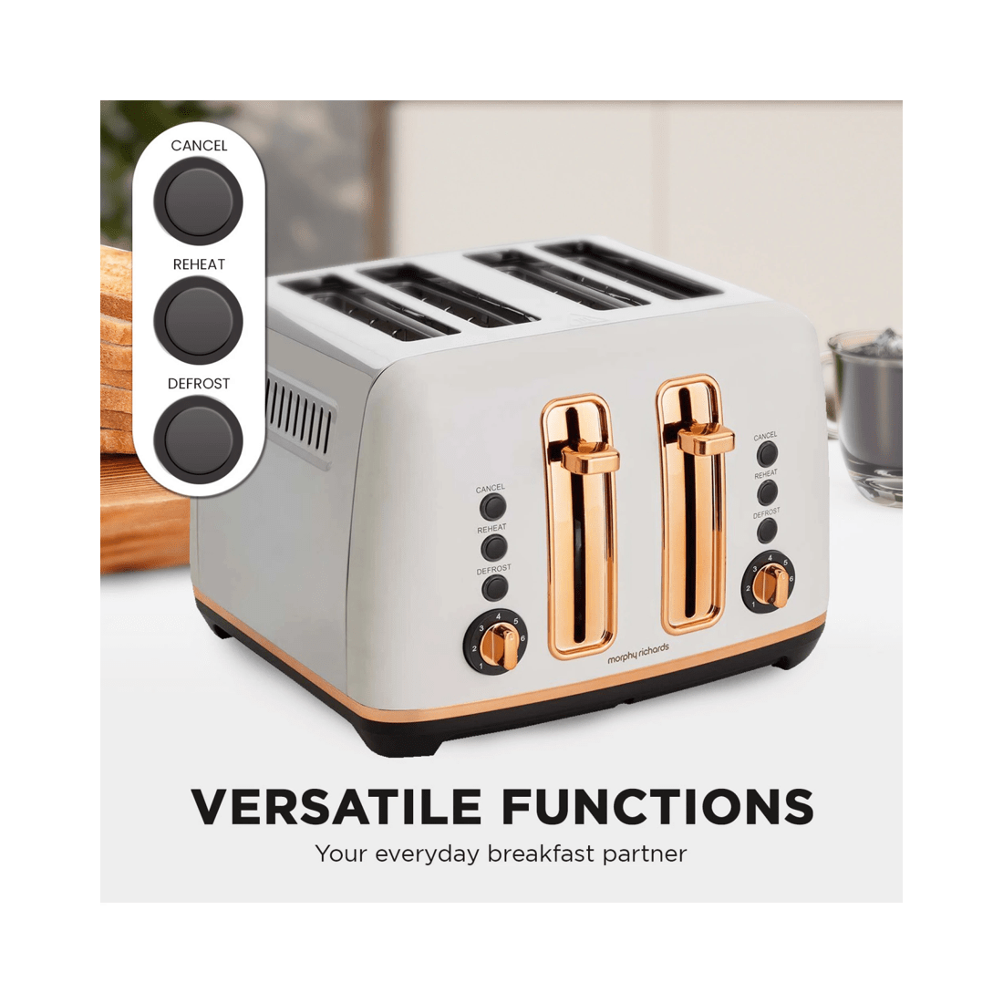 5 Morphy Richards Ascend 4 Slice Bread Toaster Home/kitchen Rose Gold - White, 5 of 8