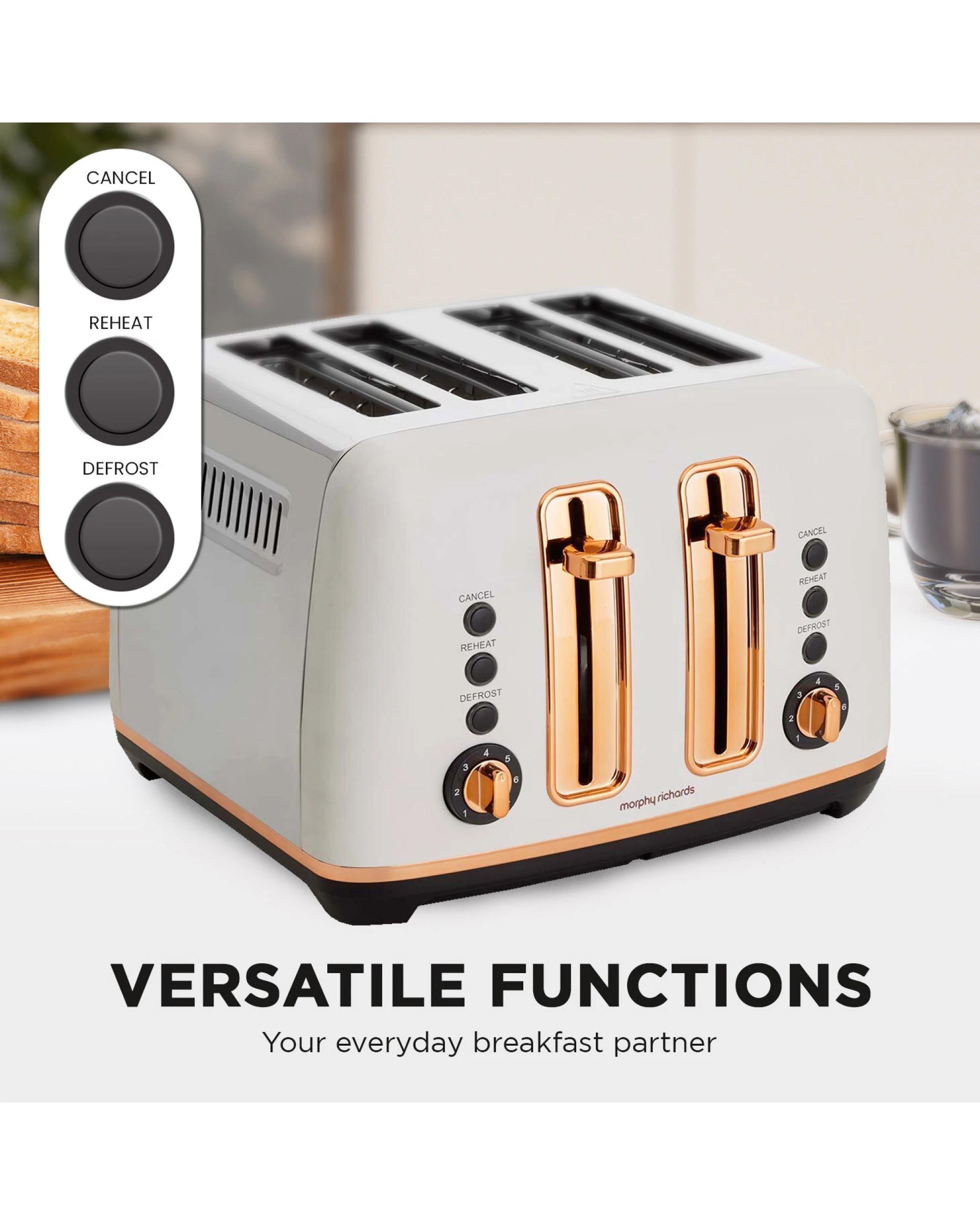 5 Morphy Richards Ascend 4 Slice Bread Toaster Home/kitchen Rose Gold - White, 5 of 8