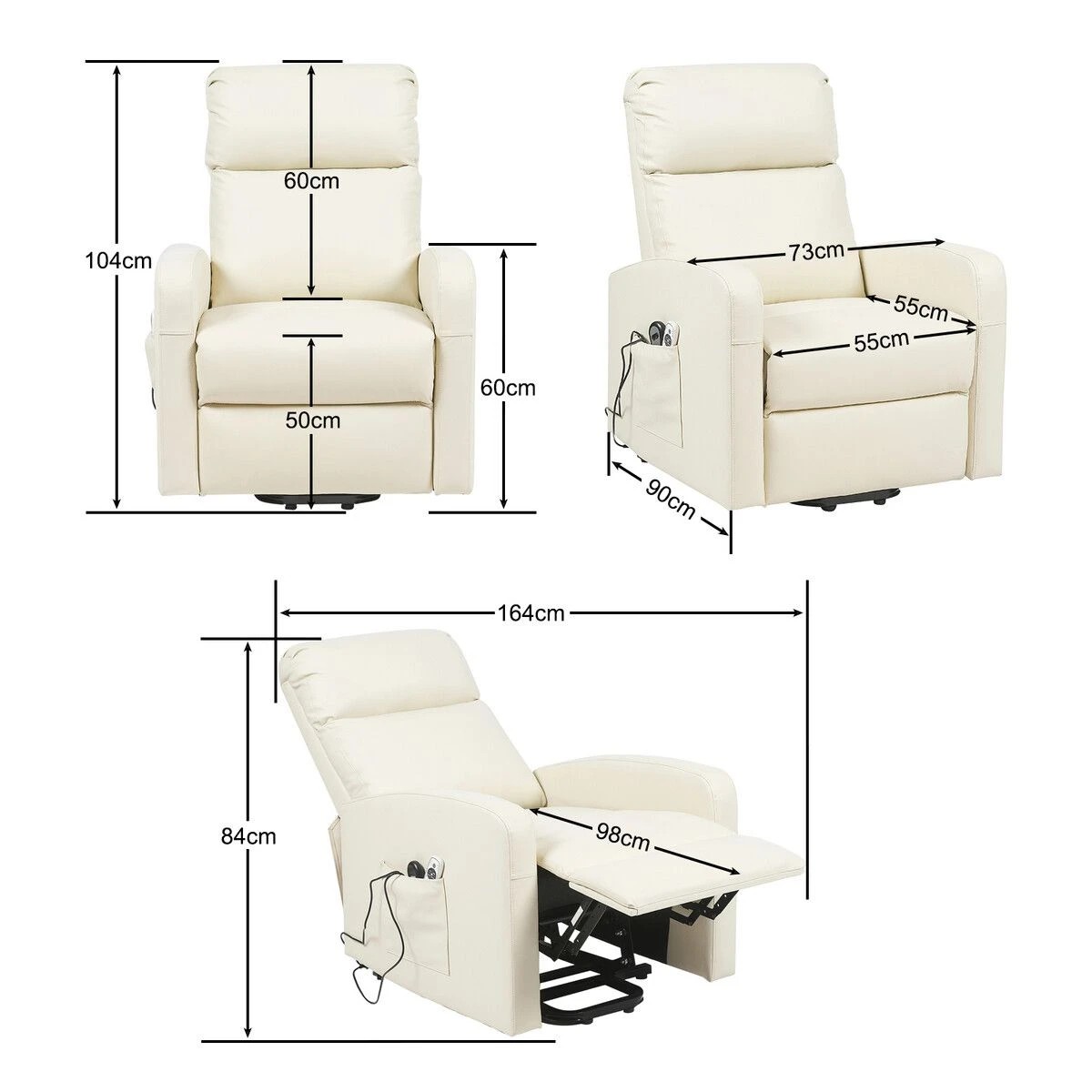 2 LUXDREAM Massage Chair Sofa Recliner Armchair Single, 2 of 4