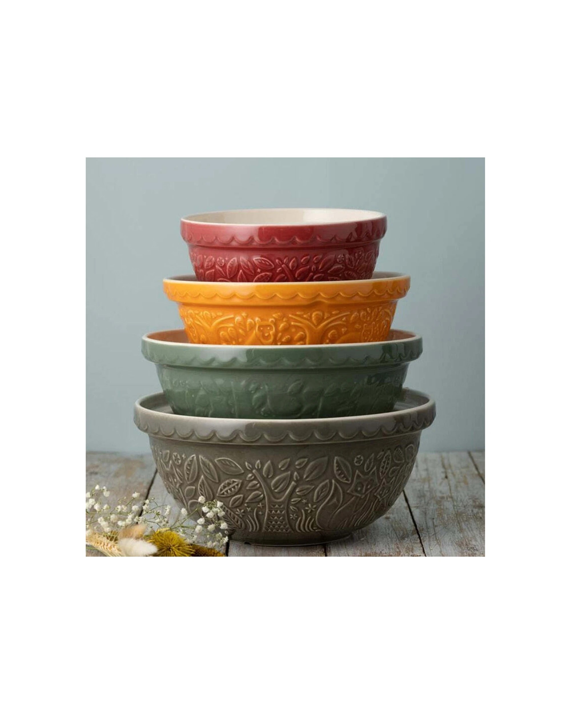 2 Mason Cash In The Forest Food Mixing Bowl 24cm Earthenware Microwave Safe - Orange, 2 of 4