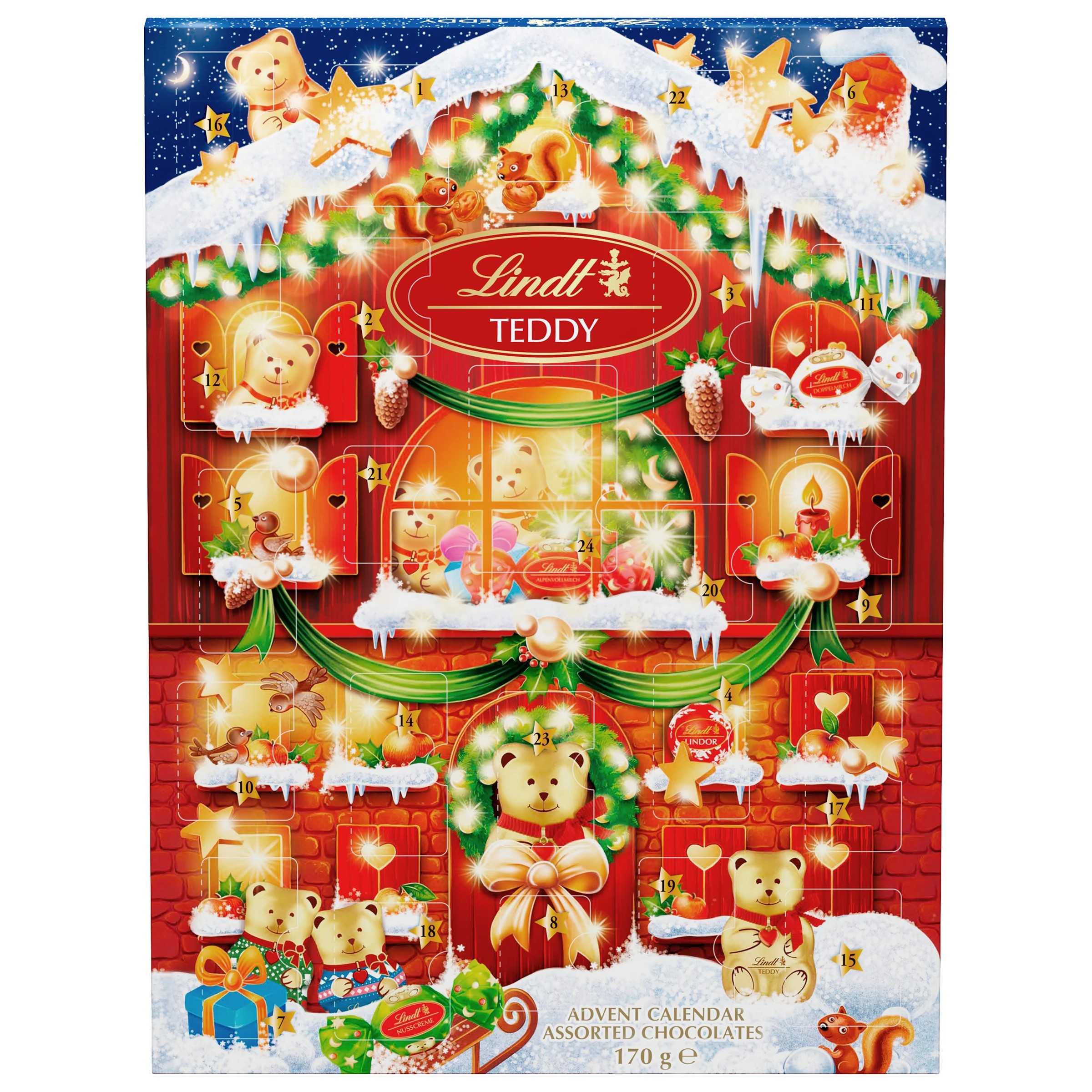 2 Lindt Teddy Advent Calendar Assorted Chocolates 170g, 2 of 8