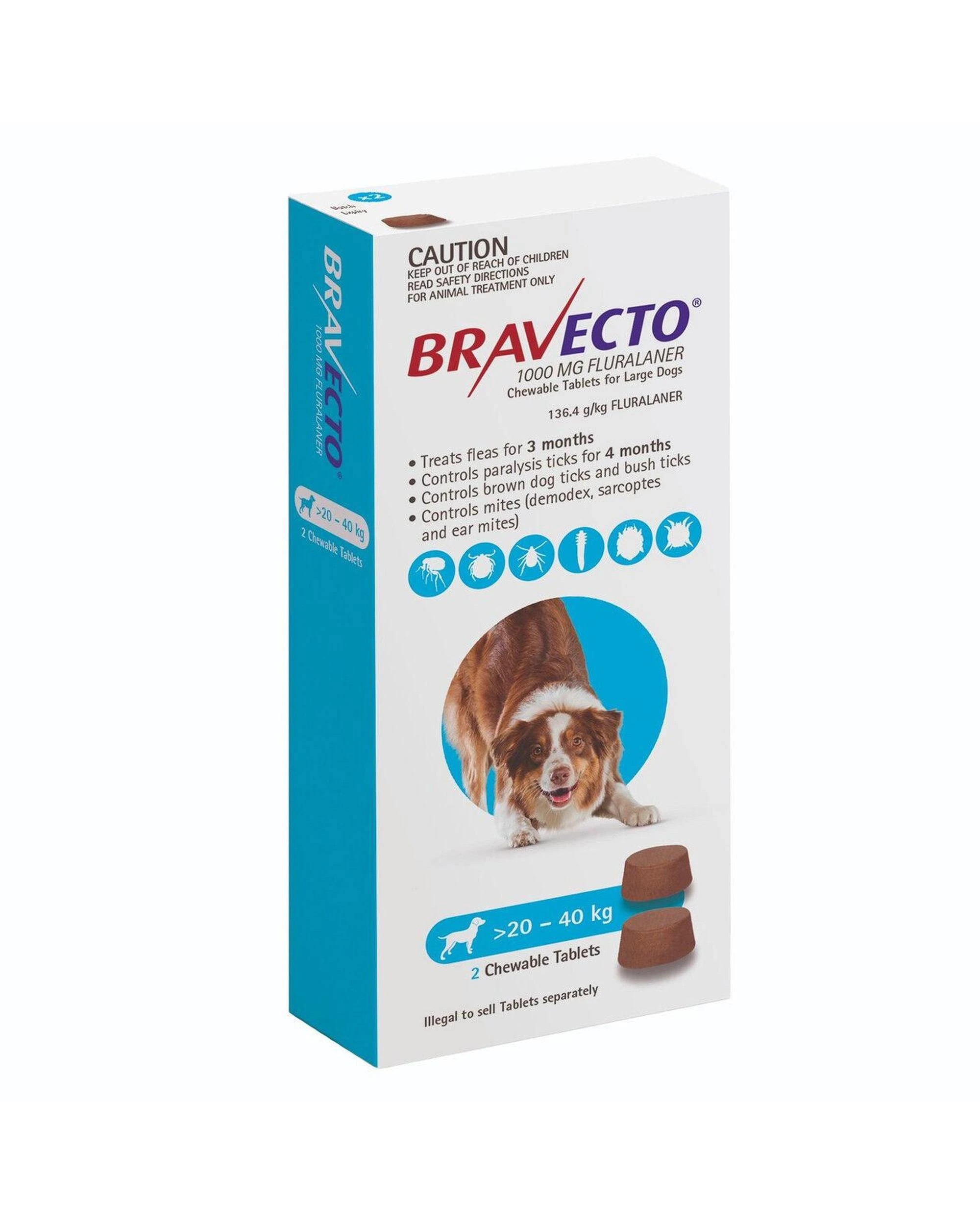 3 Bravecto Dog 6 Month Chew Tick & Flea Treatment 20-40kg Large Blue, 3 of 3