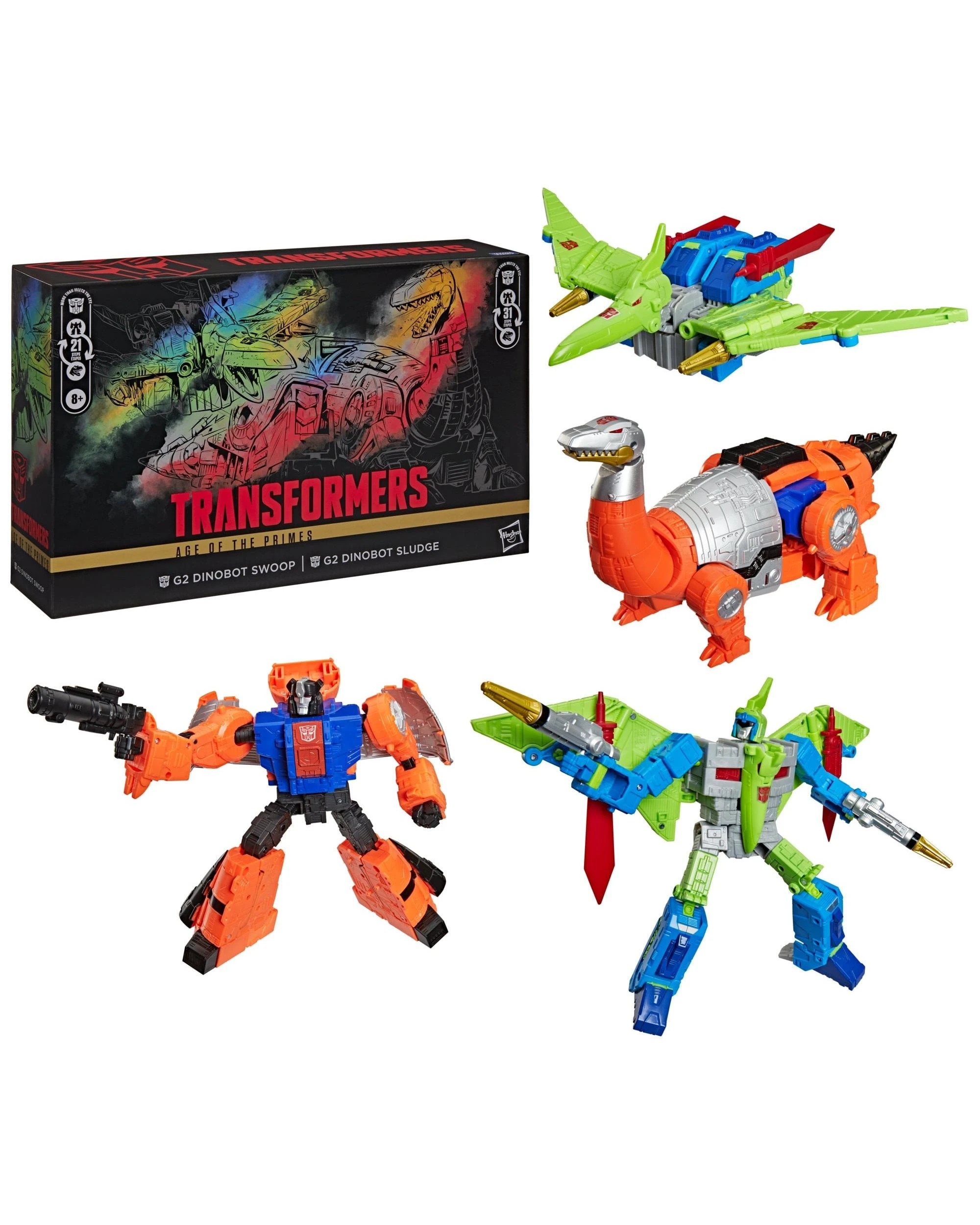 1 Transformers Age of the Primes G2 Dinobot Swoop and G2 Dinobot Sludge Action Figures 2 Pack, 1 of 3