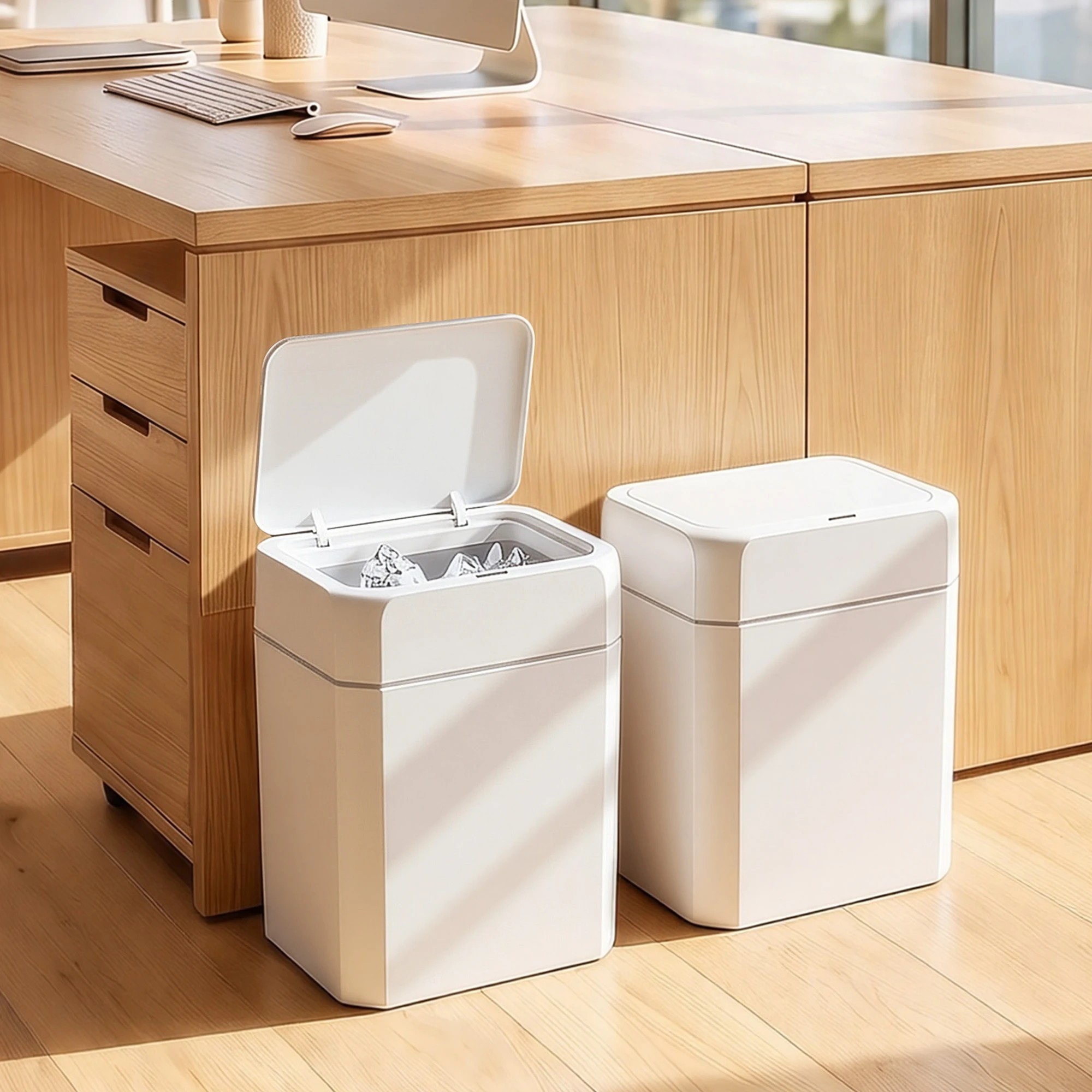9 Artiss Rubbish Bin 12L 2-Pack Sensor Kitchen Automatic Motion Touchless - White, 9 of 9