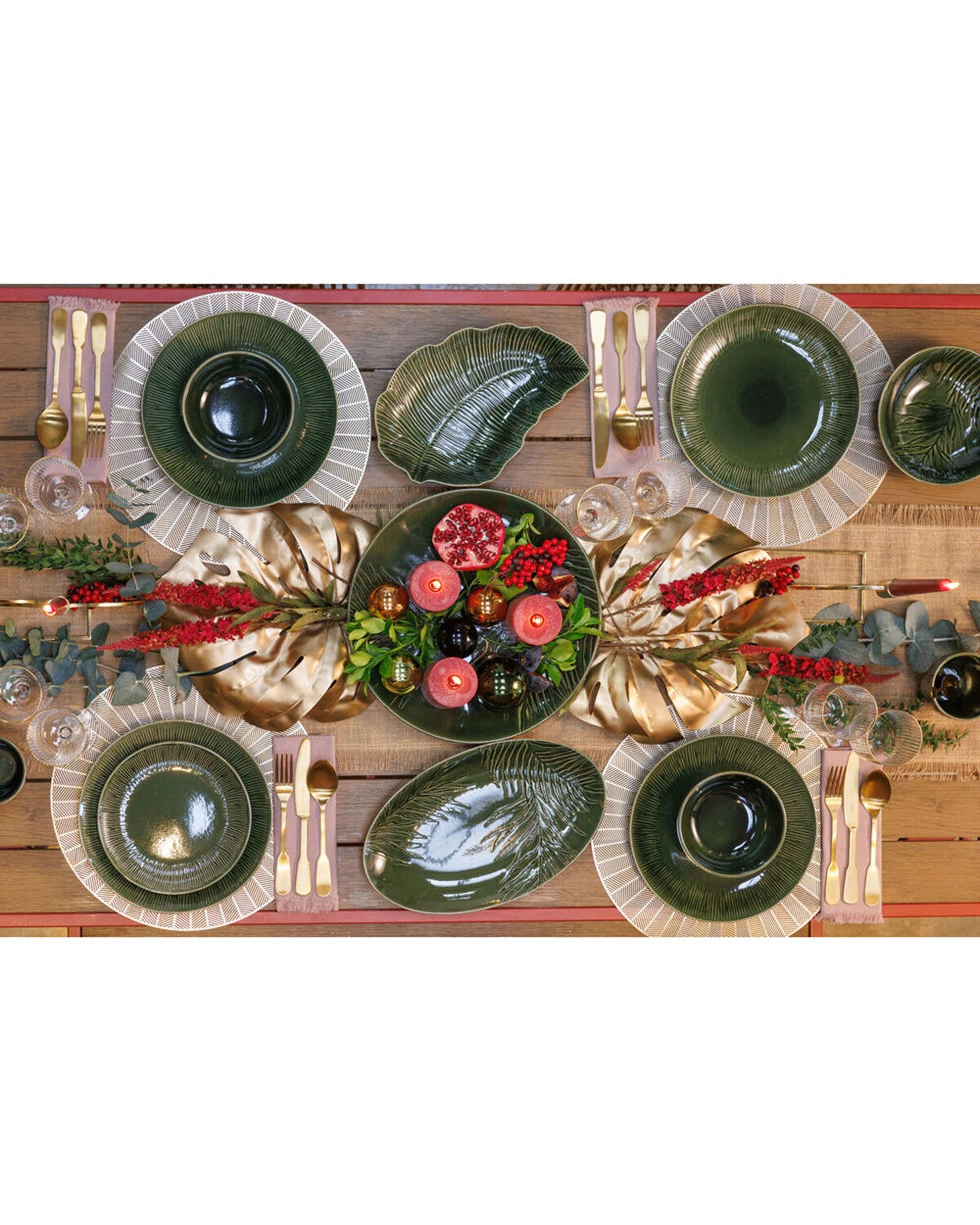 5 Mikasa Jardin Stoneware Oval Serving Platter 36cm Botanical Organic Details - Green, 5 of 6