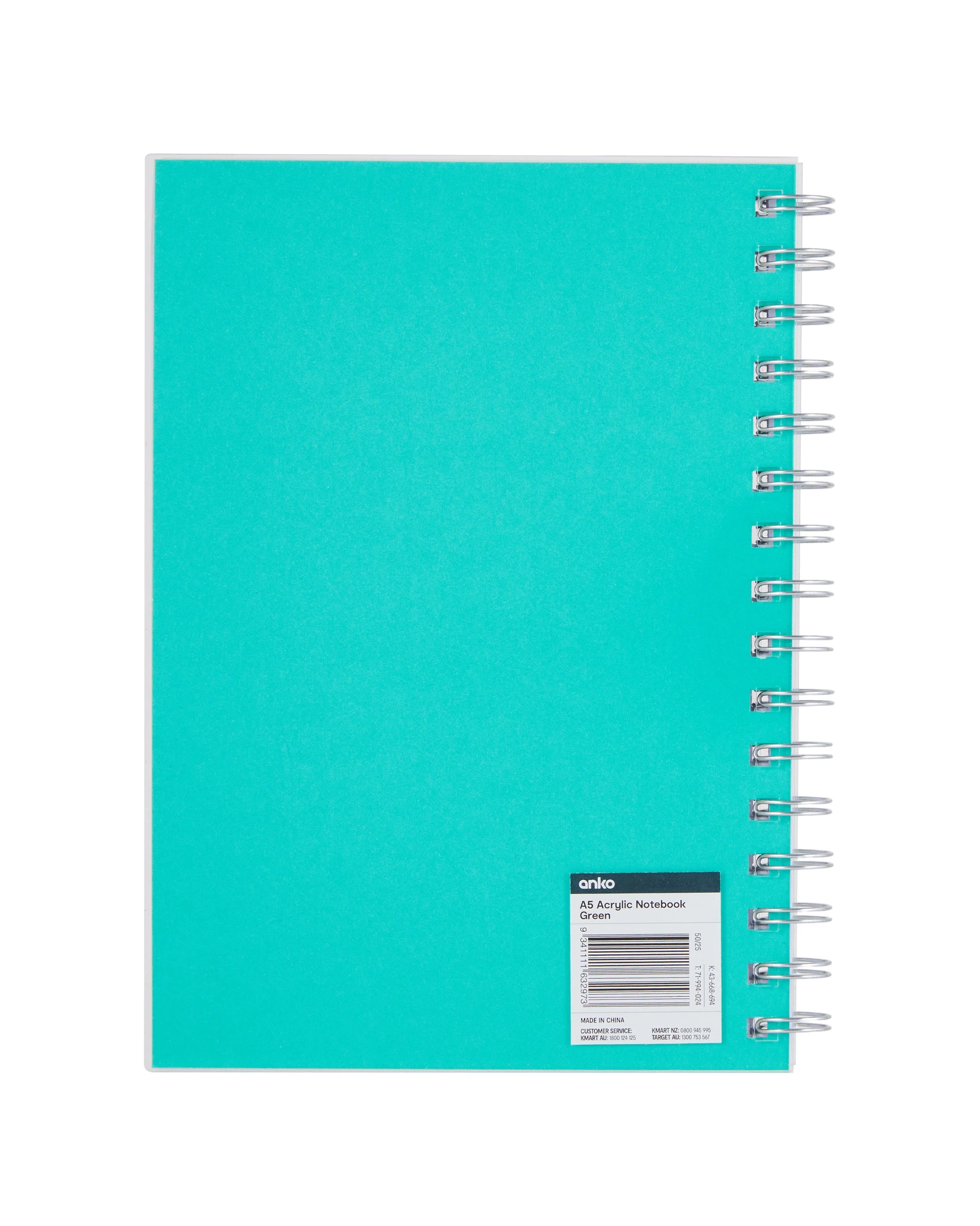 4 A5 Notebook Green Acrylic Cover 80gsm 160 Pages, 4 of 4