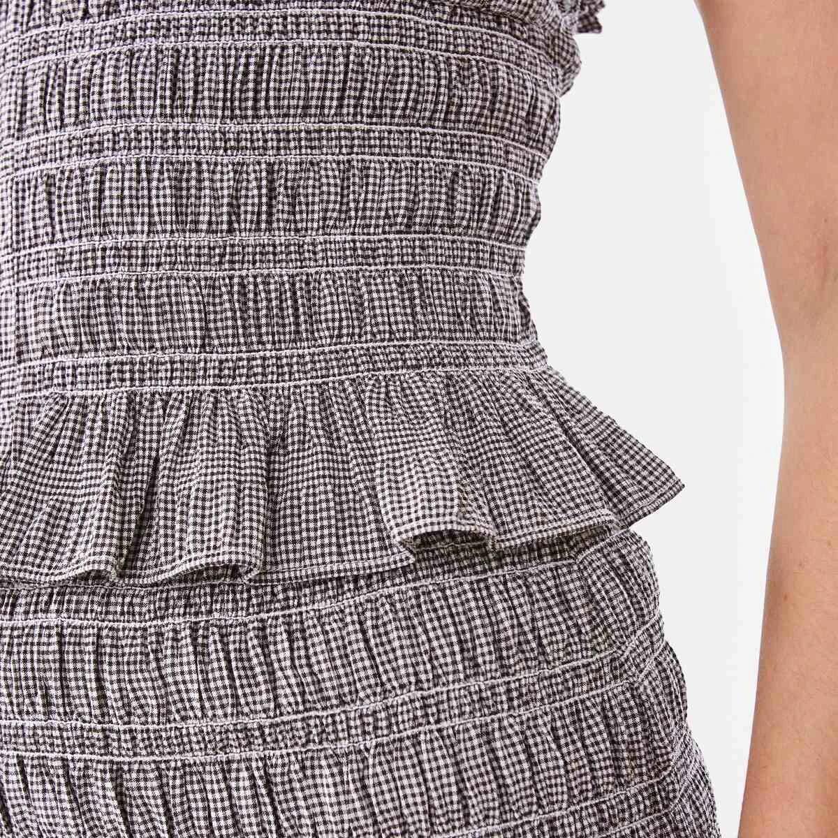 7 Sleeveless Gingham Shirred Top Brwn Ging, 7 of 8