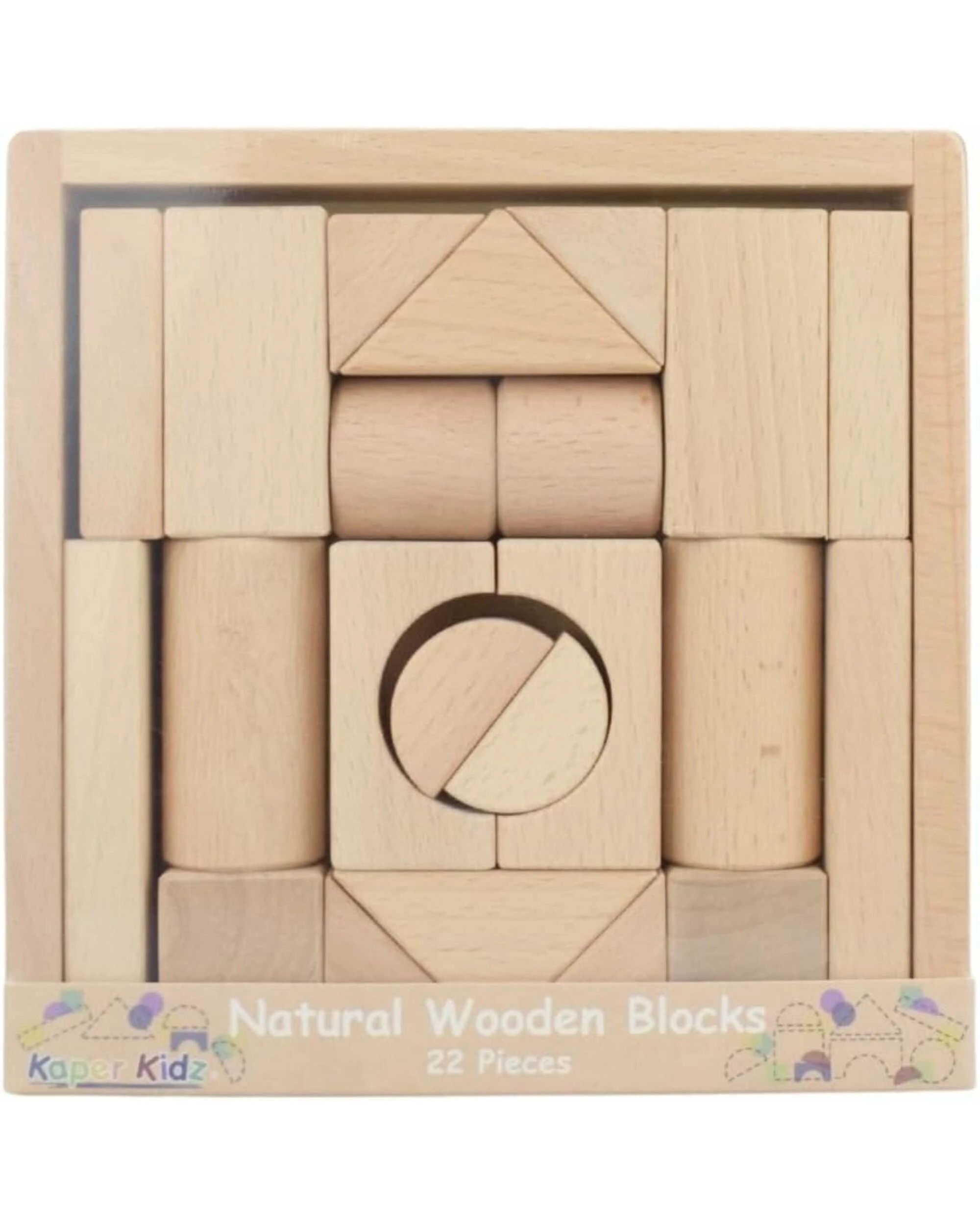 2 Kaper Kidz Natural Wooden Blocks- 22PCS, 2 of 5