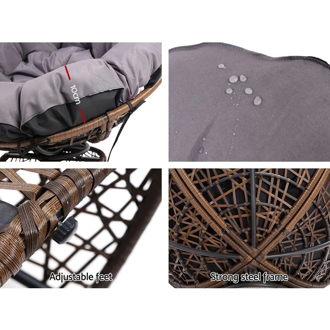 4 Gardeon Outdoor Chairs Outdoor Furniture Papasan Chair Wicker Patio Garden, 4 of 7