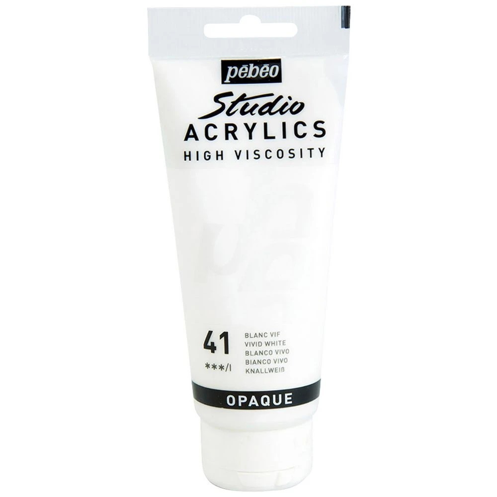 1 Pebeo Studio Acrylic Paint 100mL Vivid White, 1 of 2