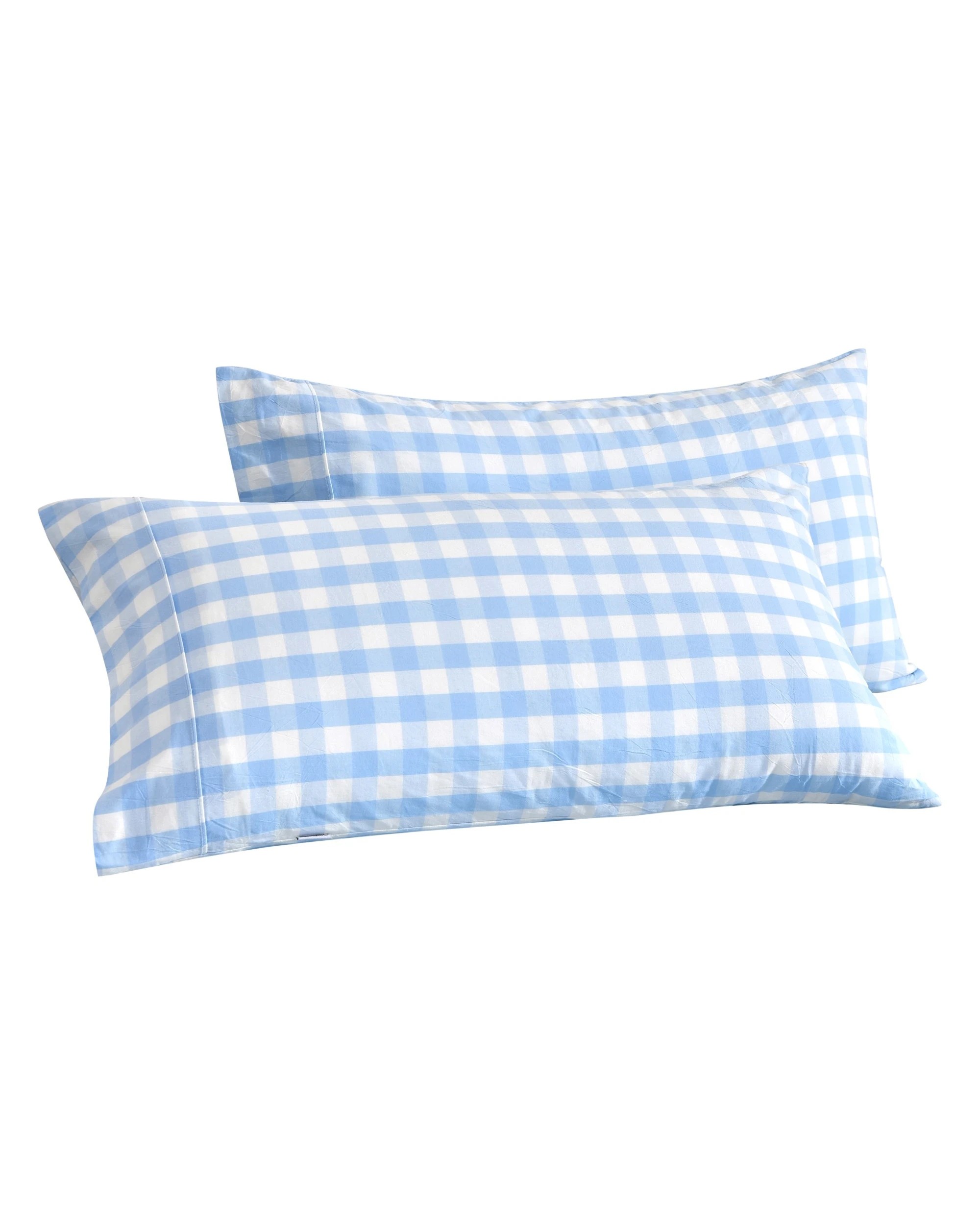 6 Dreamaker Twin Pack Lola Yarn Dyed Washed Cotton Gingham King Pillowcase - Sky, 6 of 6