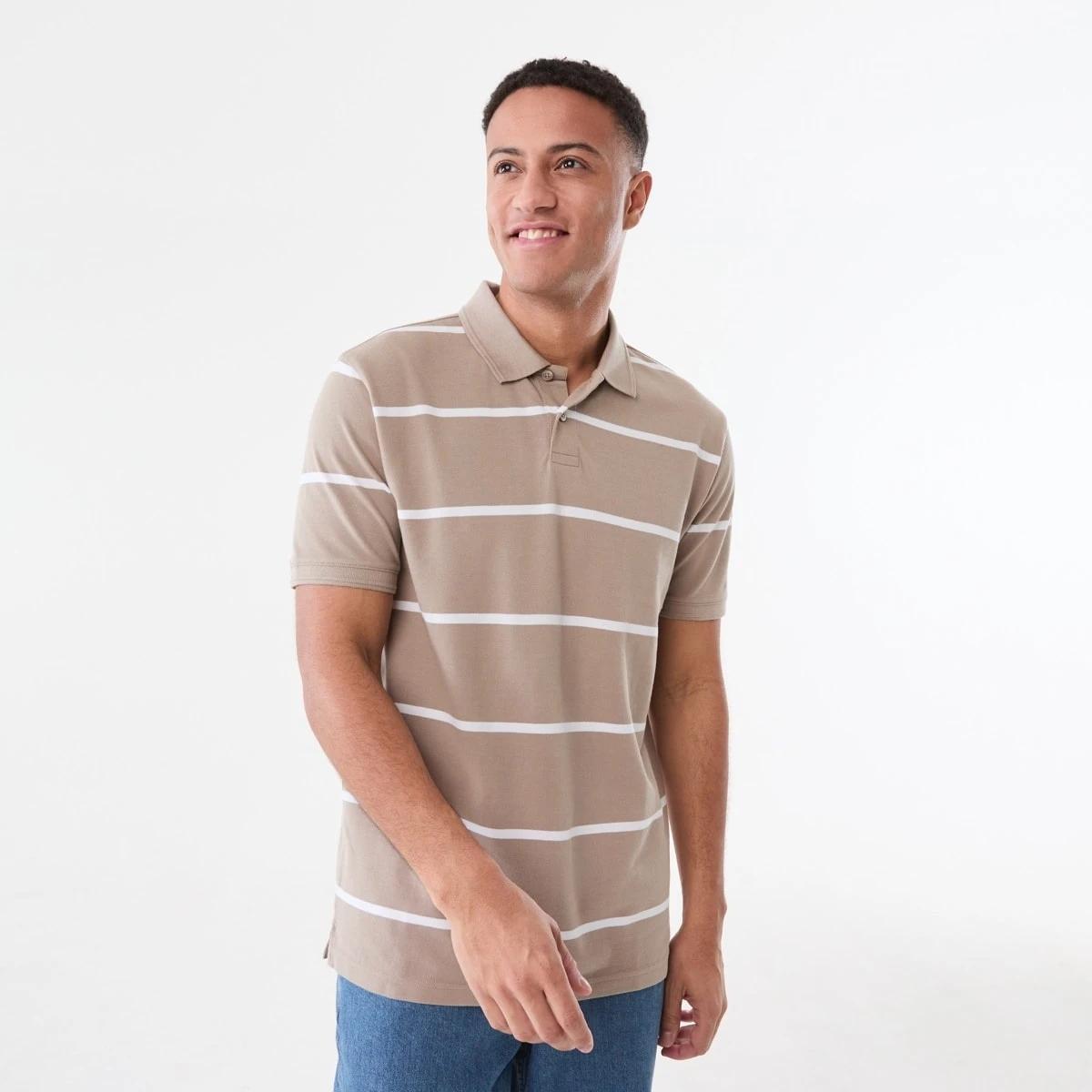 1 Stripe Polo Shirt GIANN STRIPES STRING BEIGE, 1 of 5