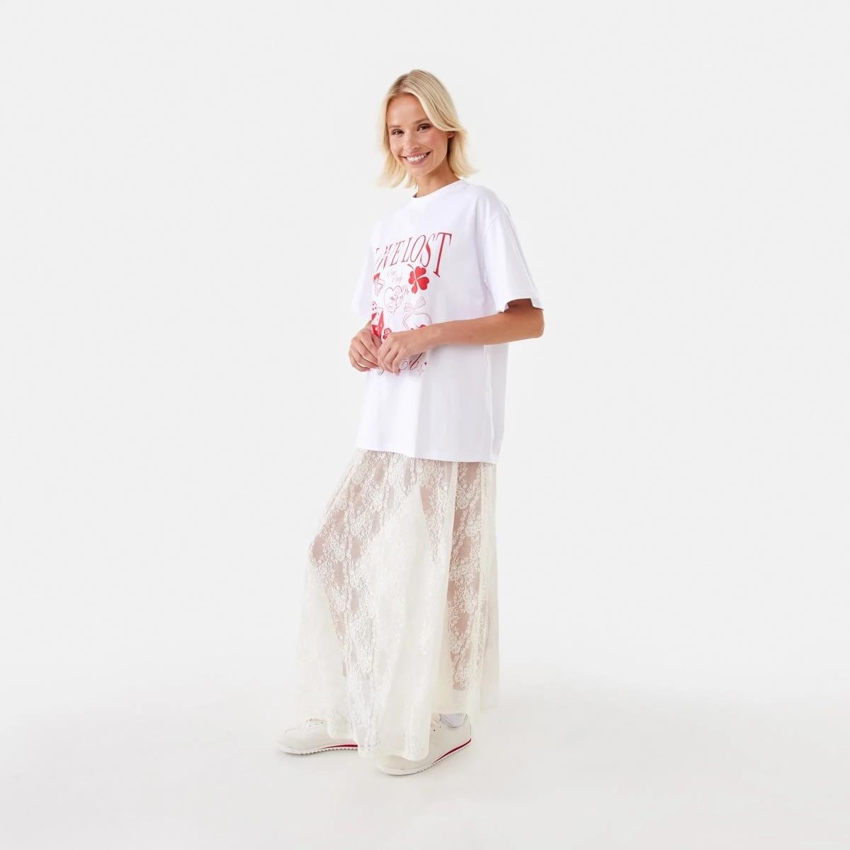3 Lace Midi Skirt Prtn White, 3 of 8