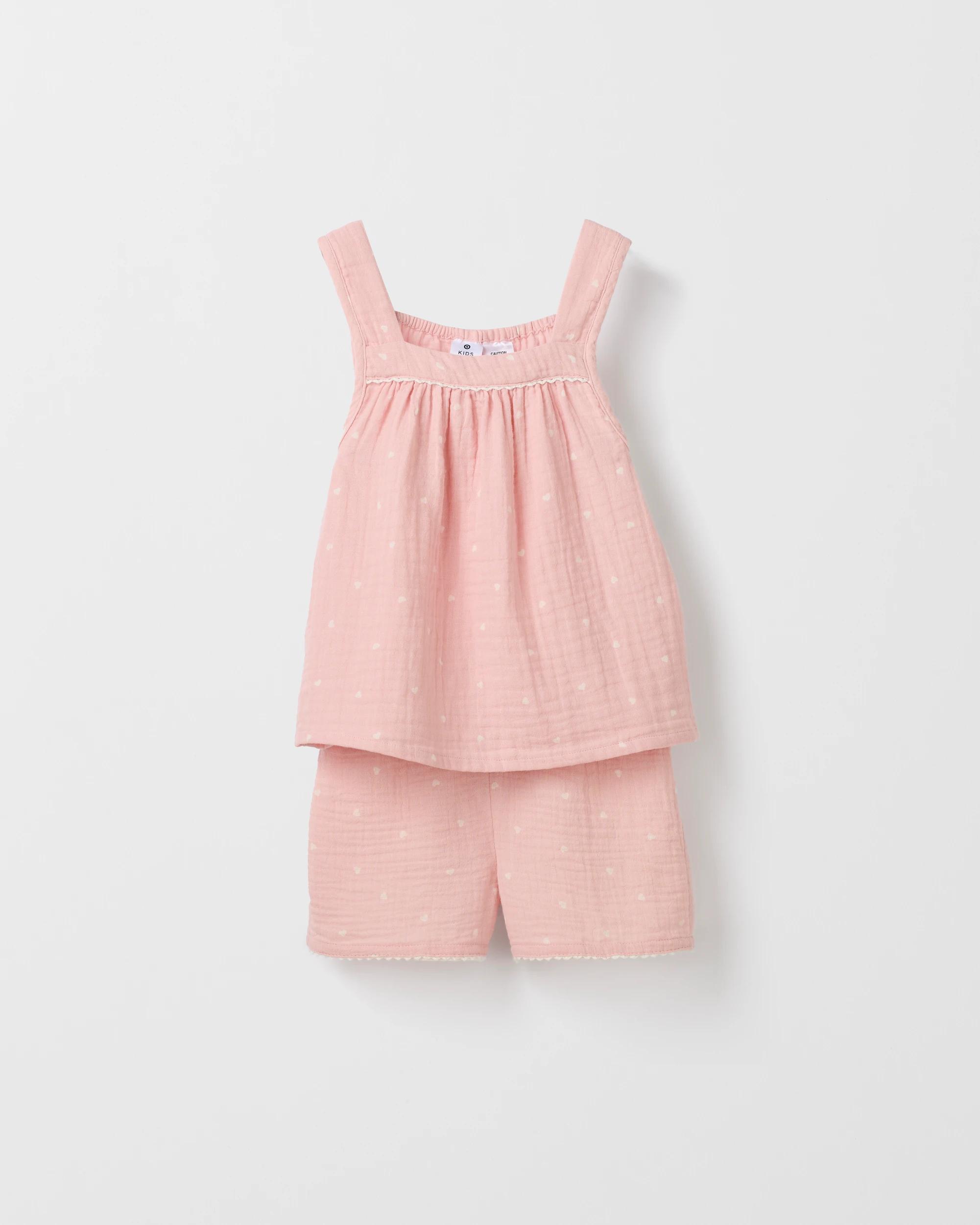 6 Target Australian Cotton Younger Girls Double Cloth Cami Short Pyjama Set HEART, 6 of 8