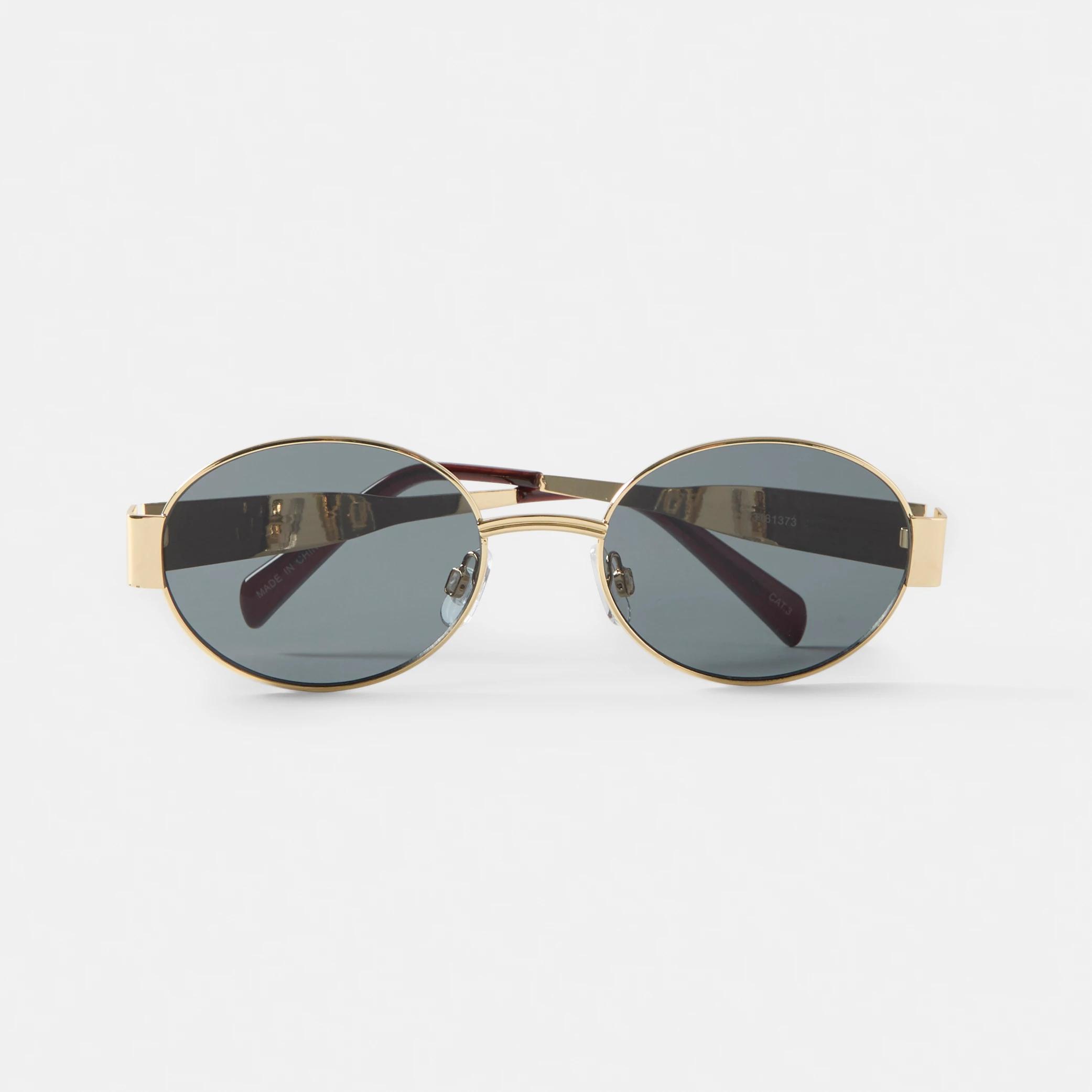 2 Oval Metal Sunglasses Gold, 2 of 8