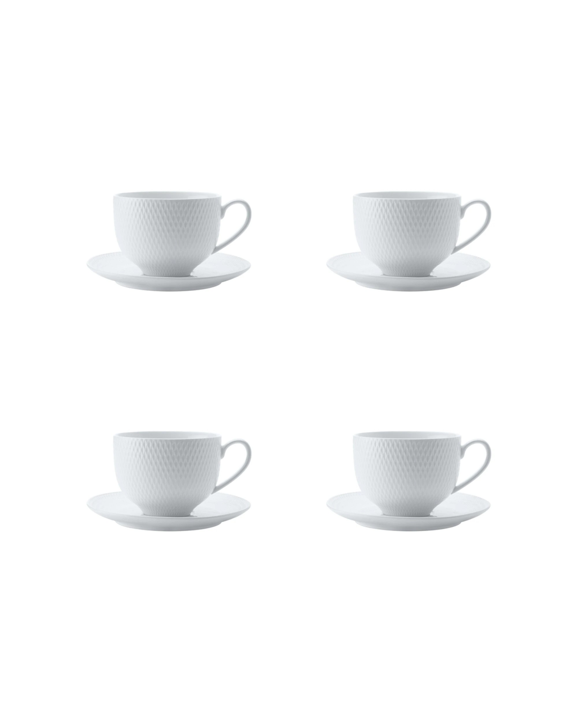 1 Maxwell & Williams 4PK White Basics Diamonds Cup and Saucer Porcelain 220ml - White, 1 of 1