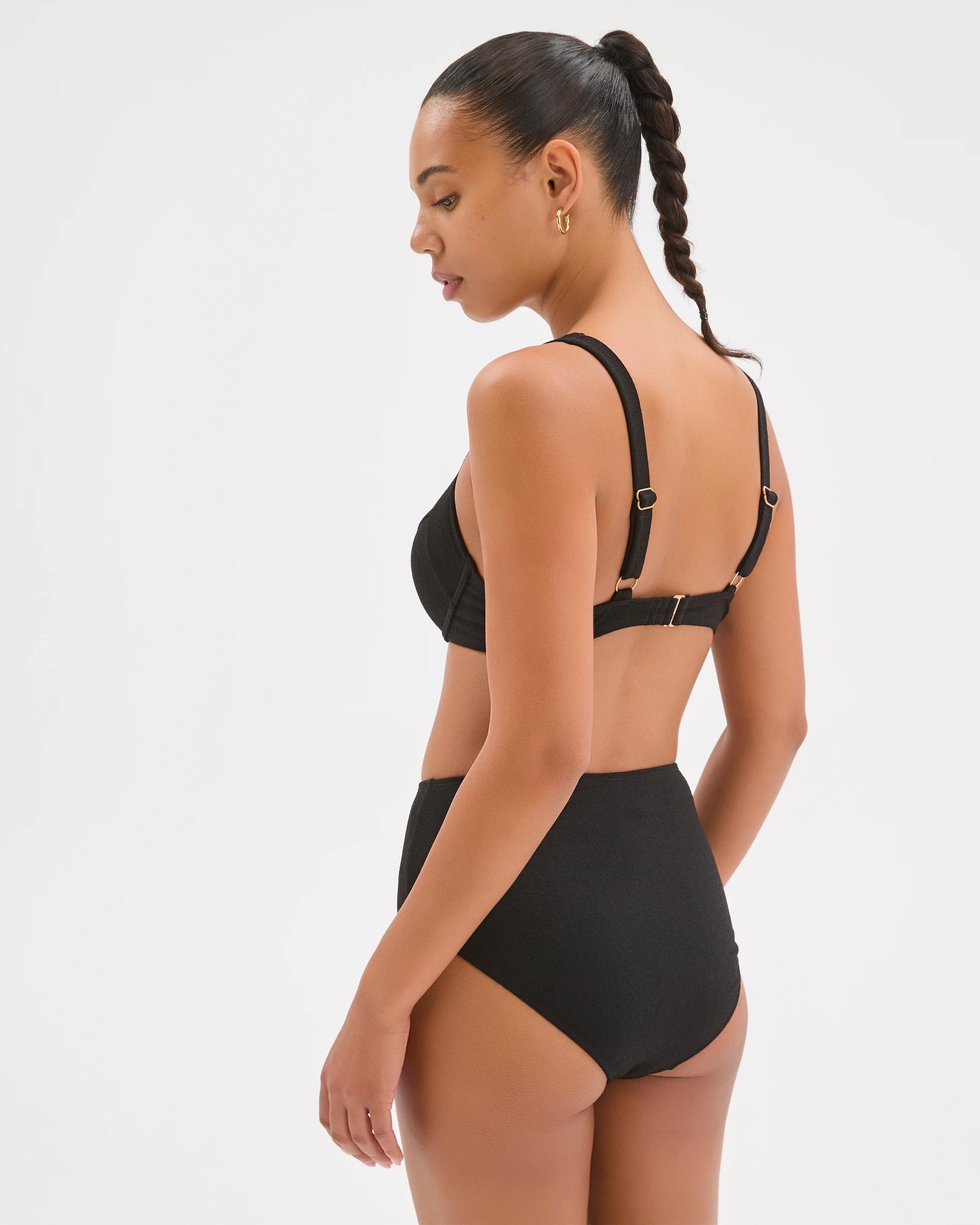 4 Target Woman Shape Your Body Resort High Waisted Soft Textured Swim Bikini Bottoms BLACK, 4 of 9