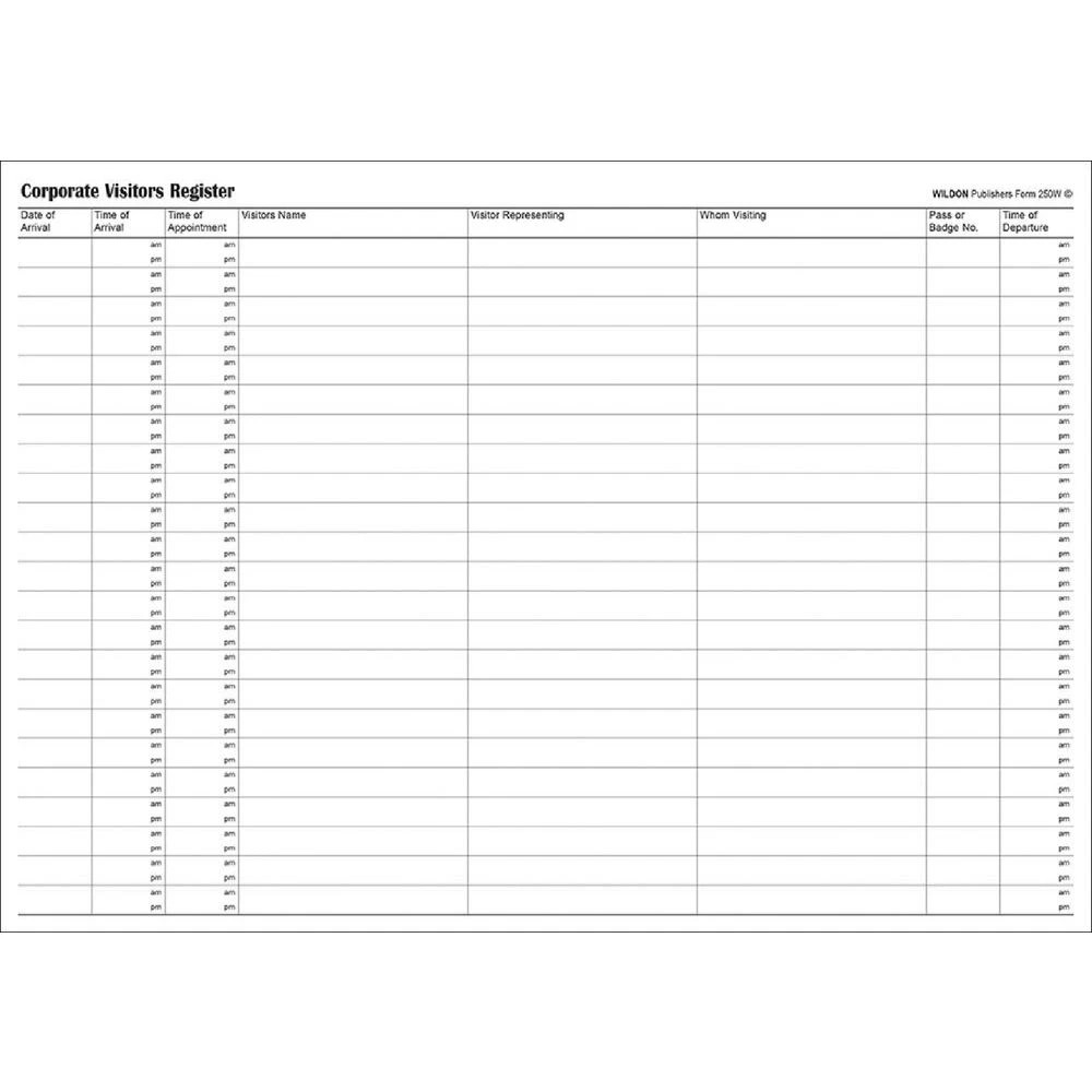 3 Wildon 250W Corporate Visitors Register, 3 of 3
