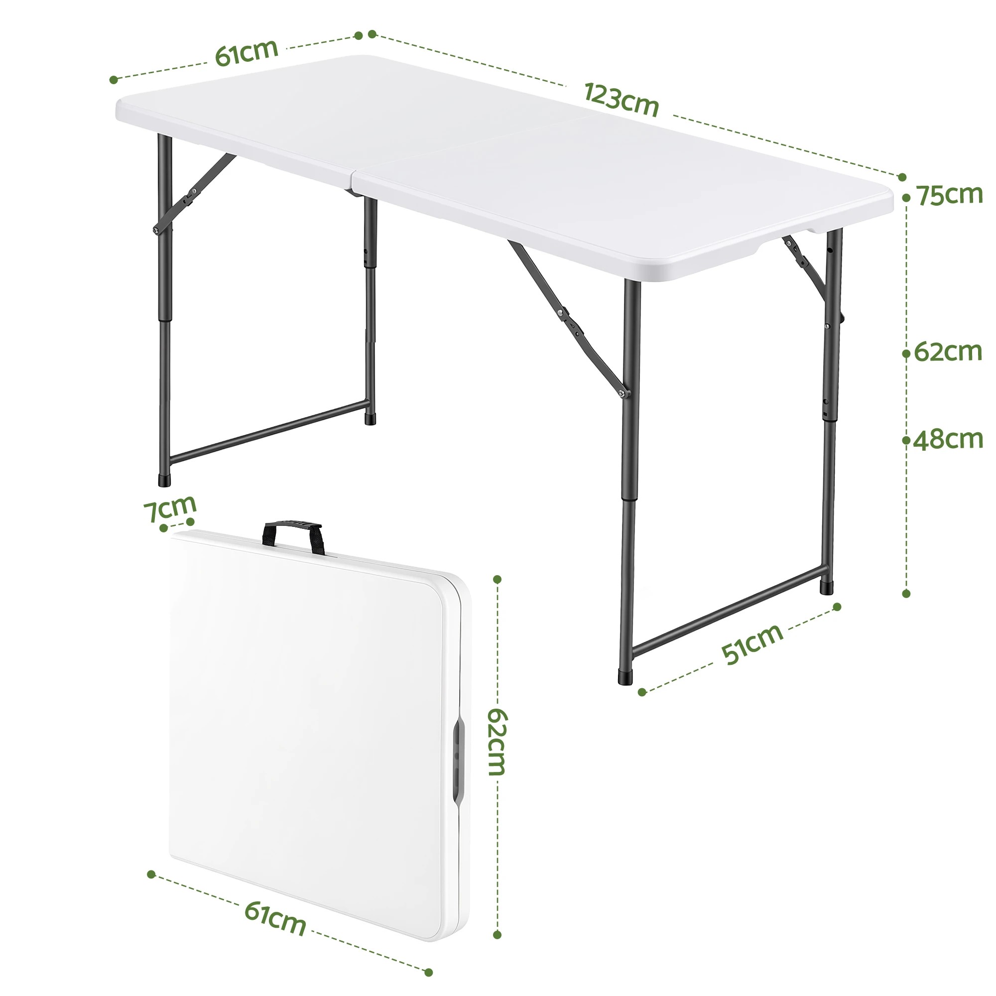 3 Gardeon 123cm Folding Table Portable Fold - White, 3 of 10