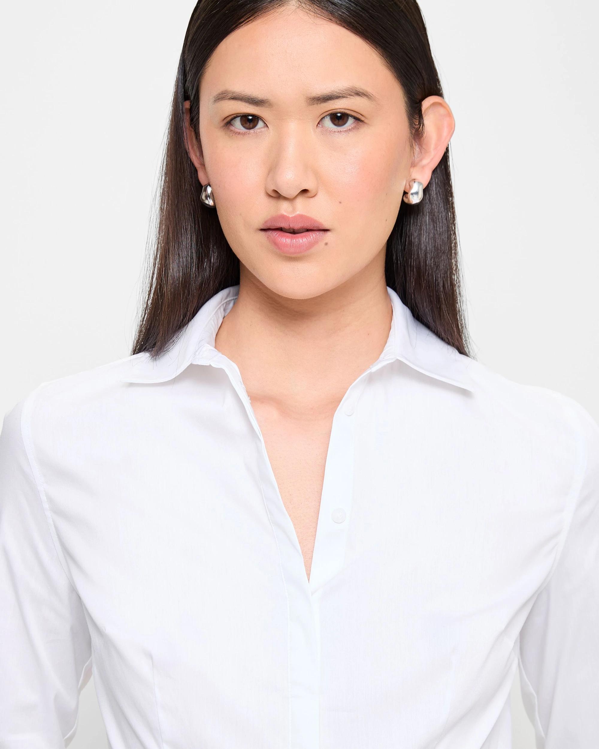 5 Australian Cotton Long Sleeve Fitted Shirt - Preview WHITE, 5 of 9