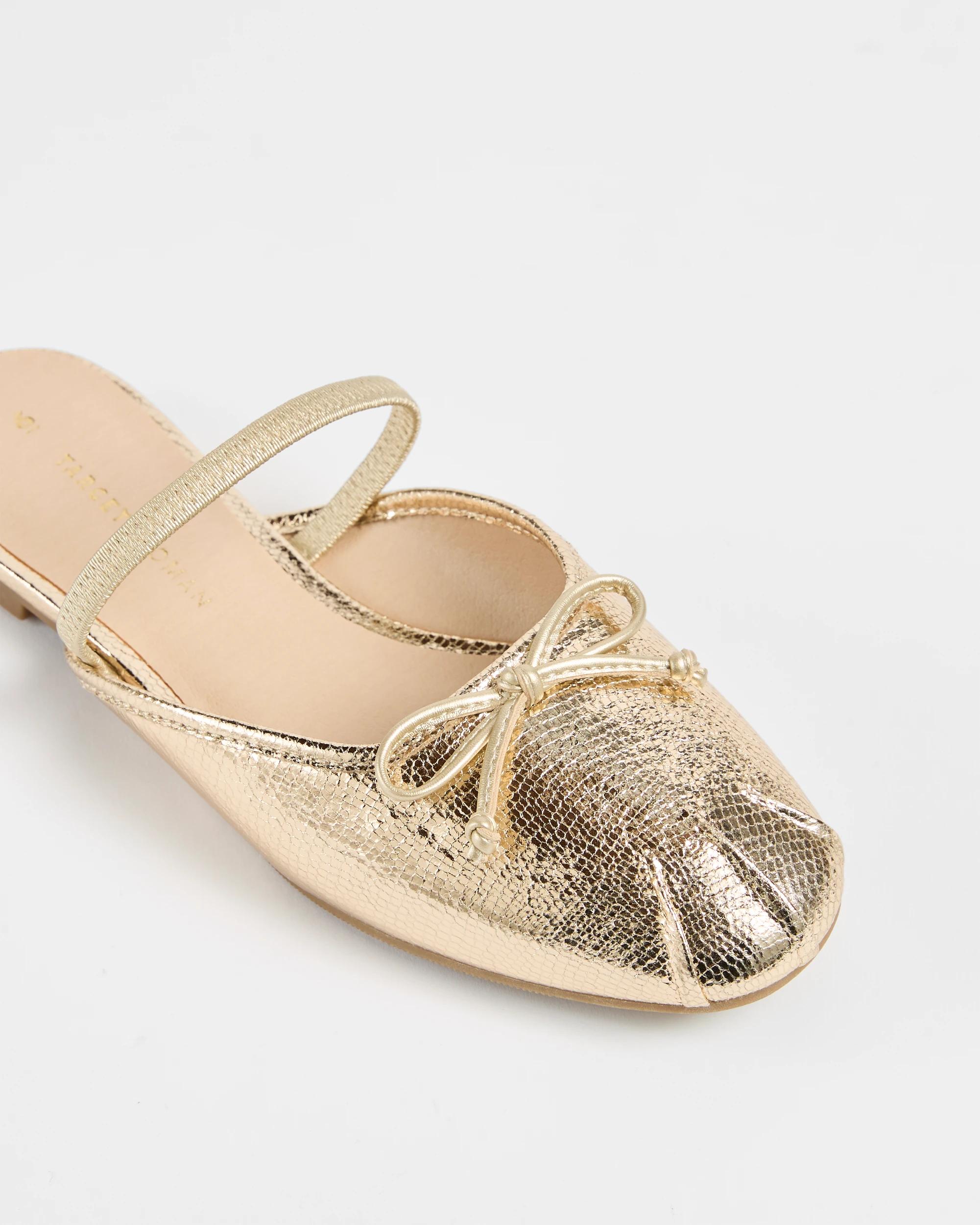2 Target Womens Elastic Back Ballet Flat - Ella TEXTURED GOLD, 2 of 3