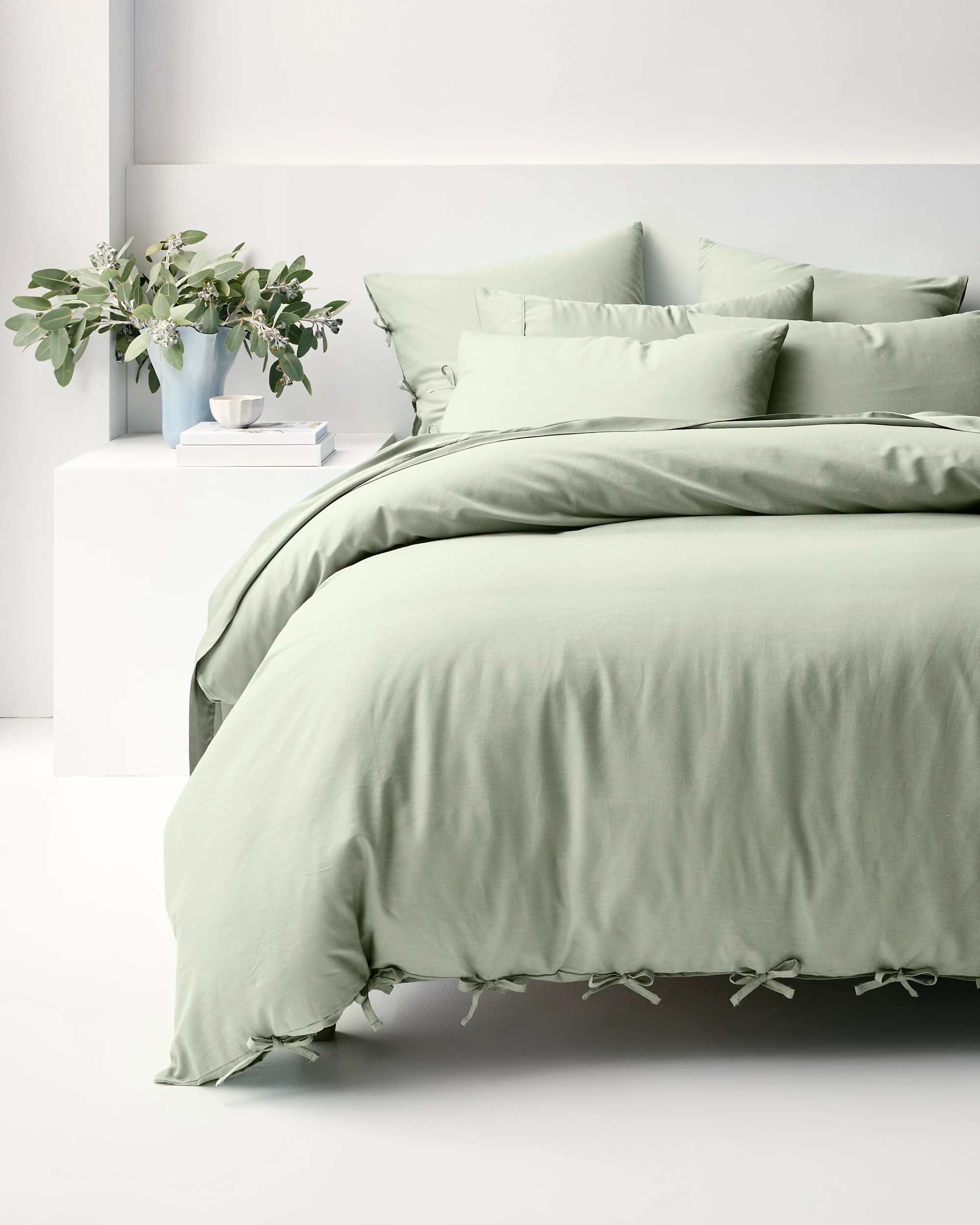 1 Target Laynie Linen/Cotton Quilt Cover Set - Super King Bed - Green, 1 of 4