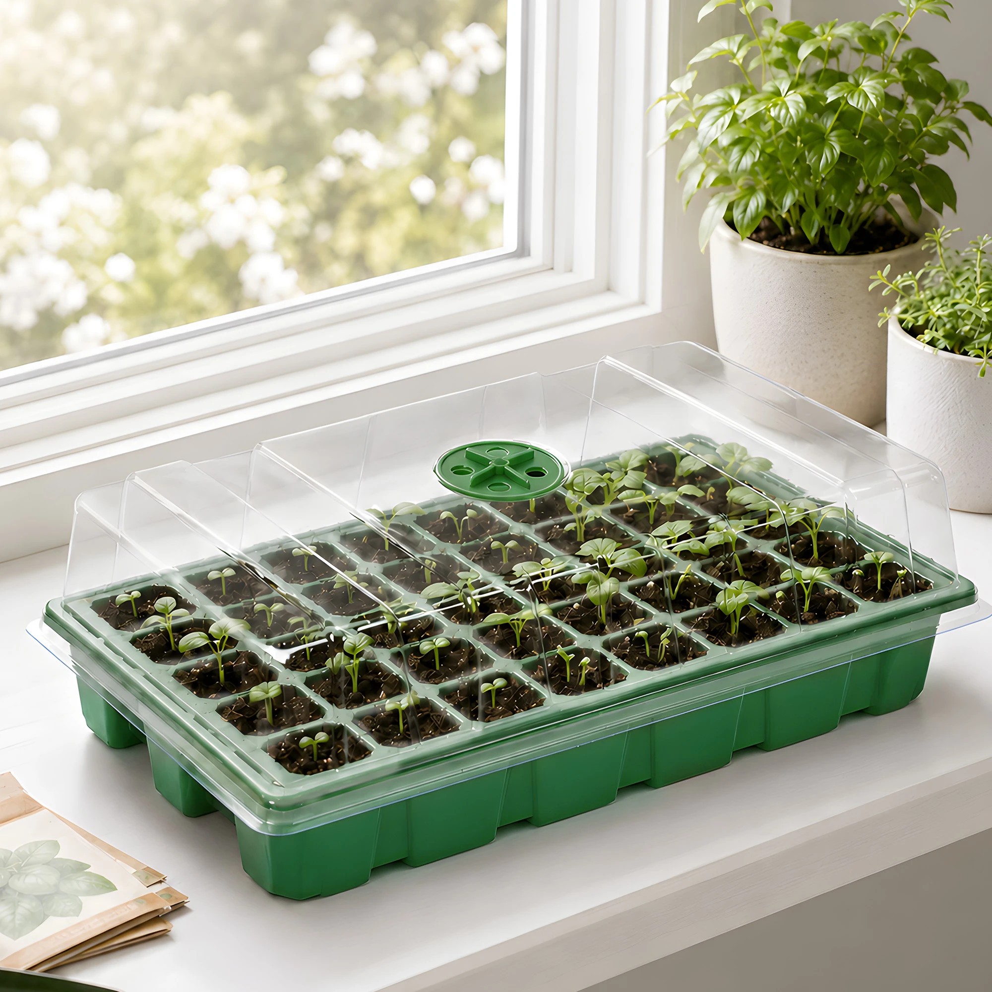 7 Toque Seedling Tray 5 Pack Greenhouse Kit With Vented Dome For Grouth Green, 7 of 8