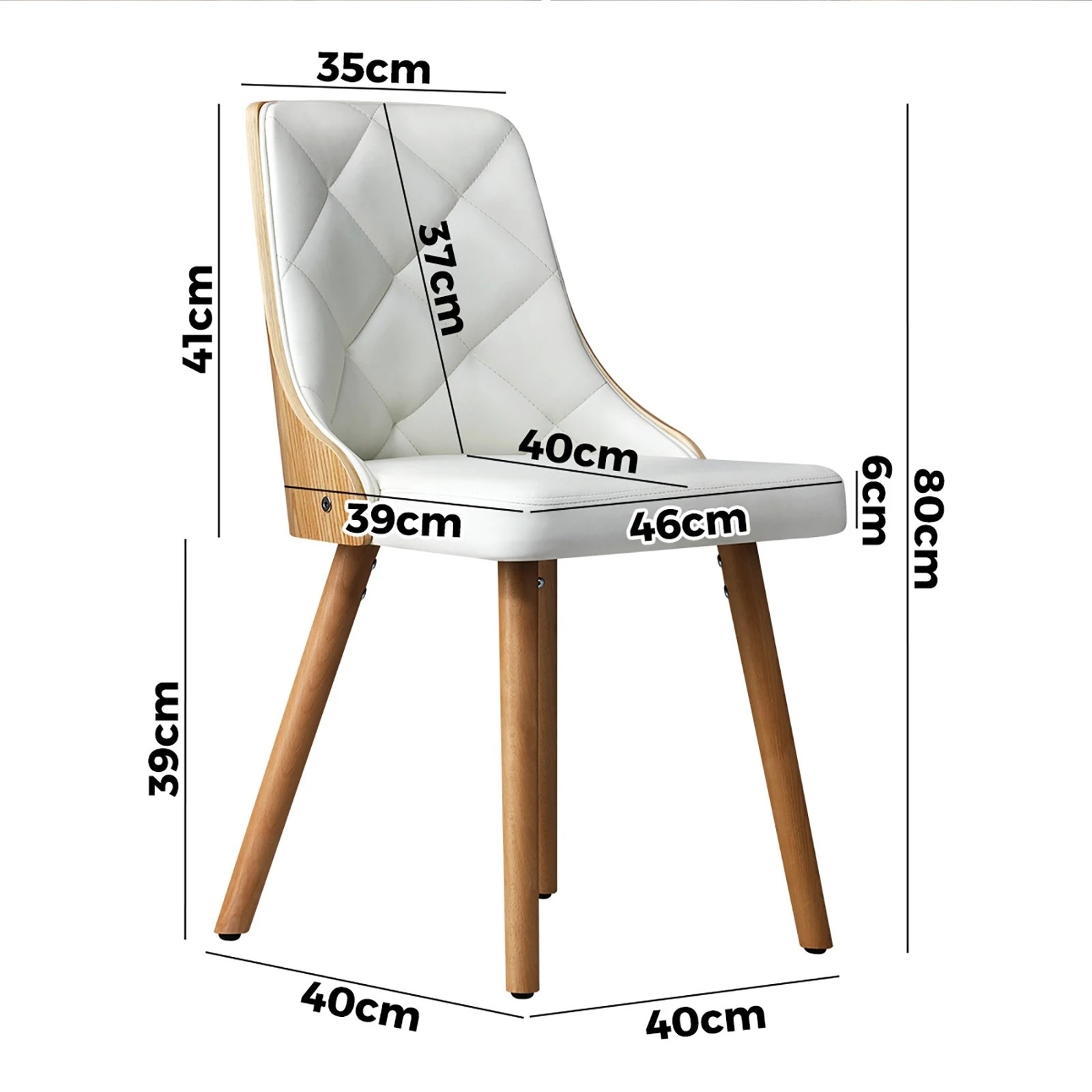 9 Oikiture 4x Dining Chairs Wooden Chair Kitchen Cafe Faux Leather Padded - White, 9 of 9