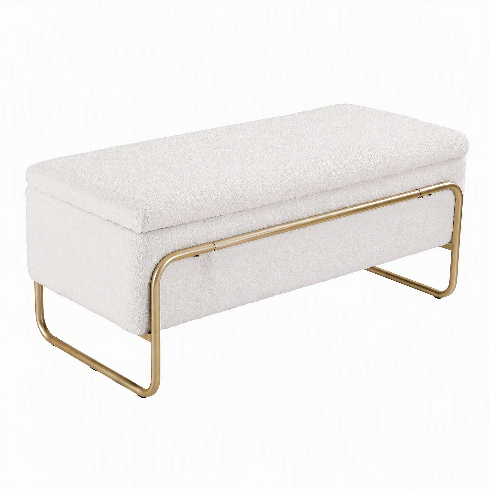 6 Artiss Storage Ottoman Boucle Padded Seat Footrest Hidden Storage- White, 6 of 8