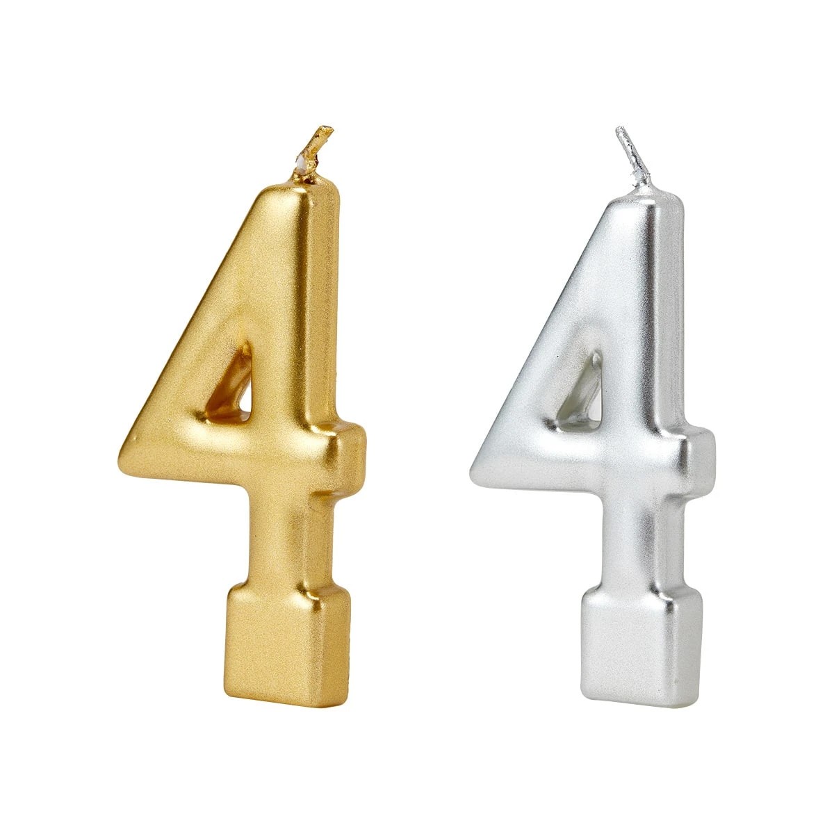 2 Metallic Candle Number 4 - Assorted, 2 of 6