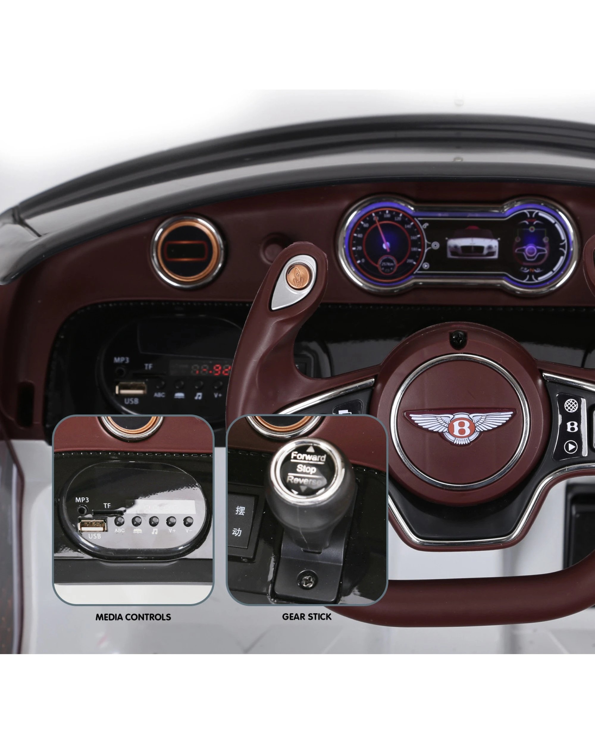 2 Kahuna Bentley Exp 12 Speed 6E Licensed Kids Ride On Electric Car - White, 2 of 9