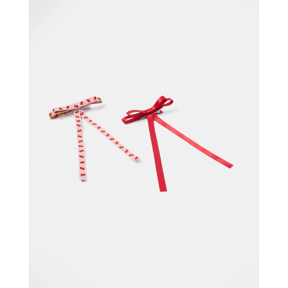 3 2 Pack Red and Pink Long Bow Hair Clips, 3 of 4