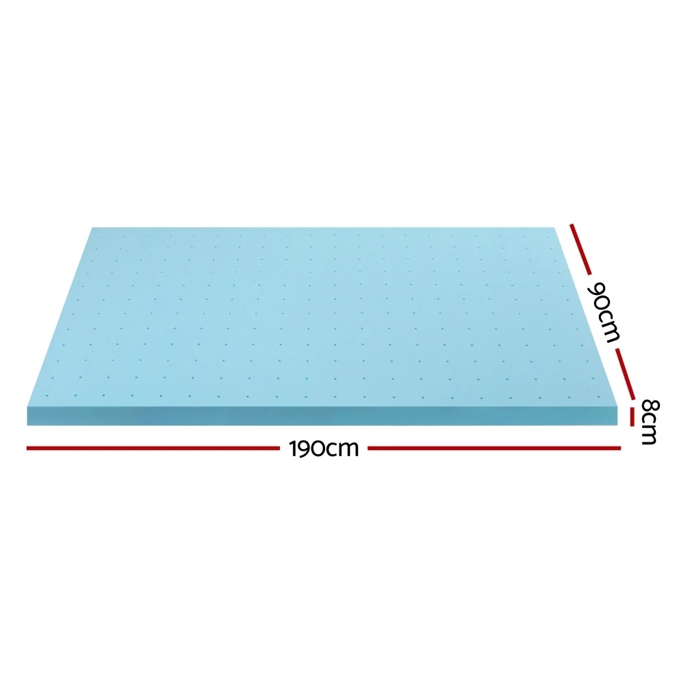2 Giselle Bedding Memory Foam Mattress Topper Ventilated Cool Gel 8cm Single - Single Bed - Blue, 2 of 8
