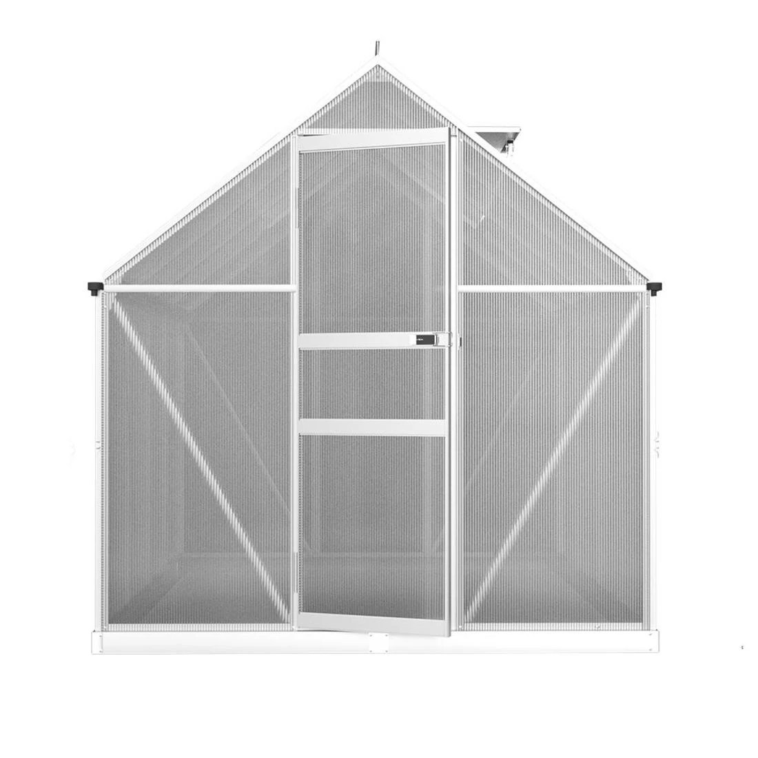 2 Green Fingers Greenhouse Aluminium Polycarbonate Green House Garden Shed - Clear, 2 of 6