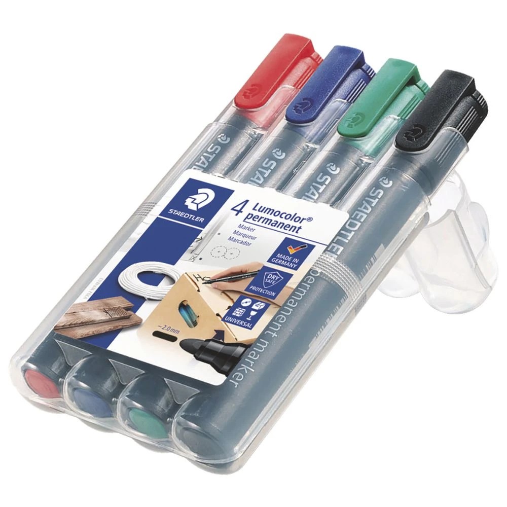 4 Staedtler Lumocolor 352 Permanent Marker Assorted 4 Pack, 4 of 8