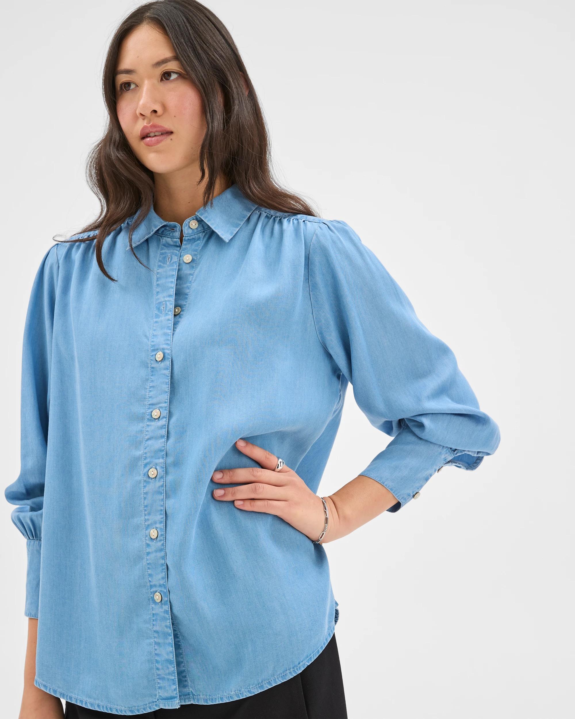 2 Target Woman Soft Button Through Shirt CHAMBRAY, 2 of 6