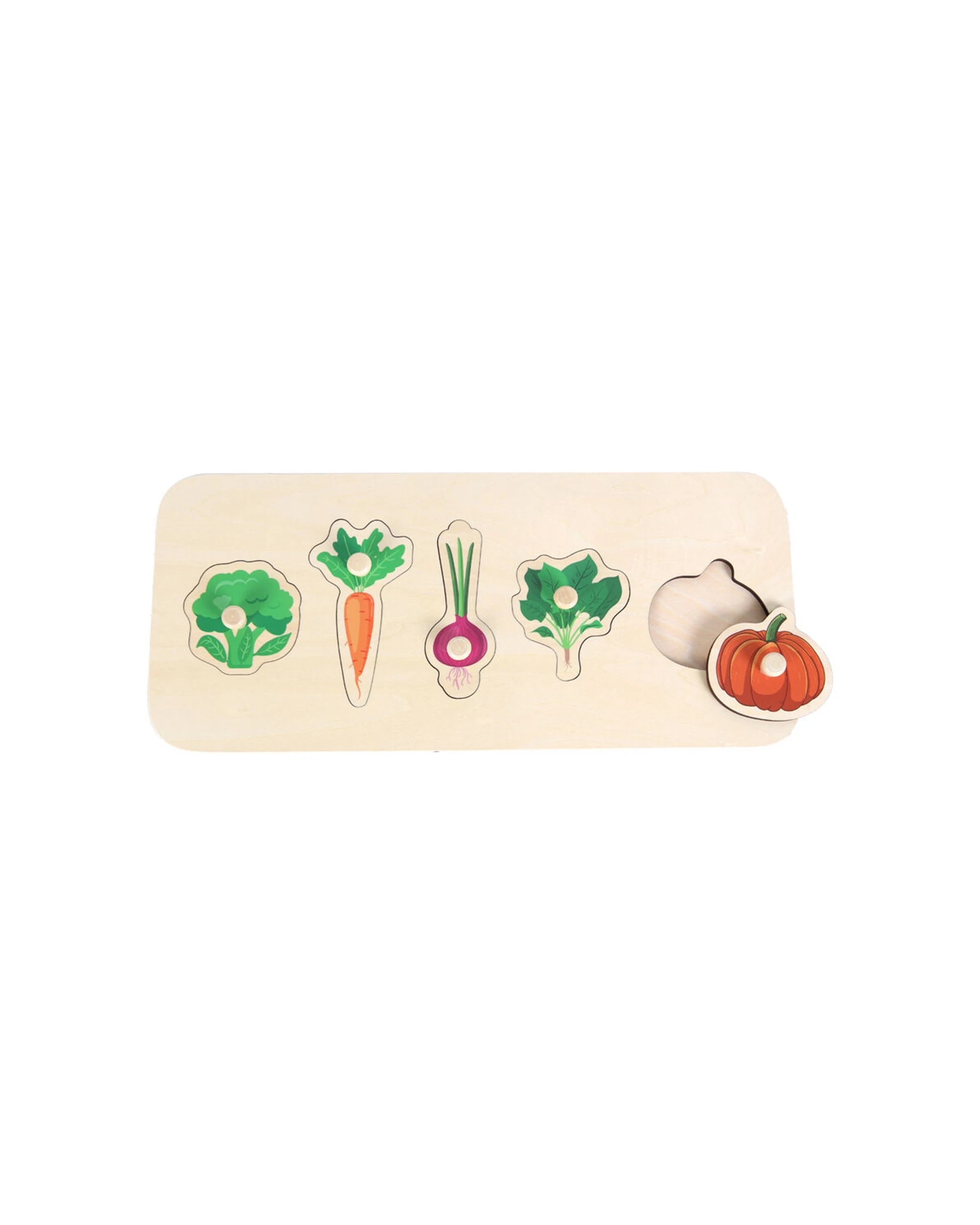 1 Educare Vegetables Knob Puzzle Wooden Educational Toy Motor Skills Aged 3Y - Multi, 1 of 3