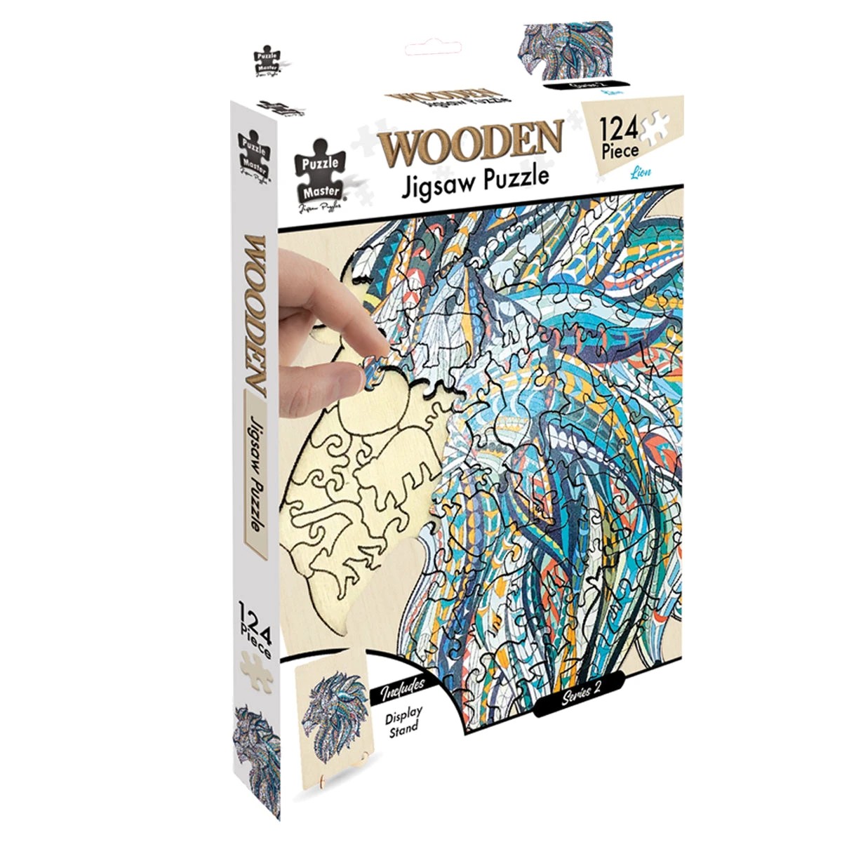 1 Puzzle Master 124 Piece Wooden Jigsaw Puzzle, Lion, 1 of 8
