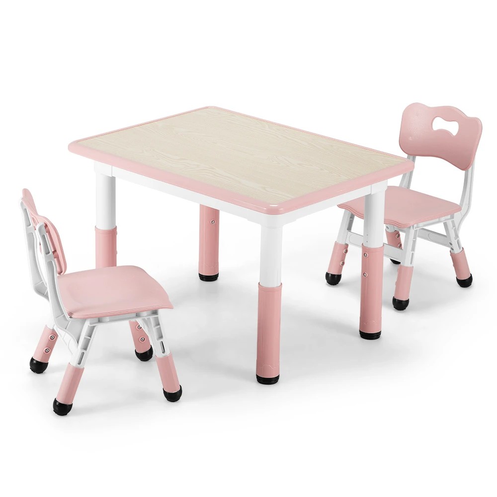 1 PlayPals Kids Table Chairs Set with Graffiti Desktop Height Adjustable - Pink, 1 of 4