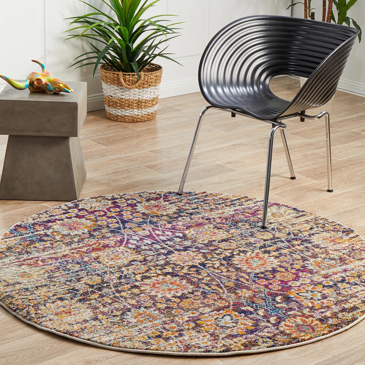 3 Common Ground Rugs Phantom 360 240x240cm - Large Round Power Loomed Pet Friendly Rug - Blue, 3 of 9