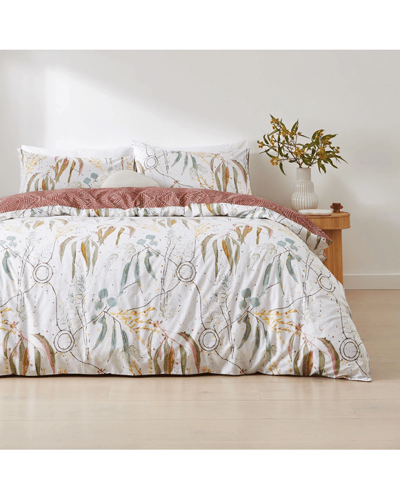 Waluwin Cotton Reversible Quilt Cover Set – Queen Bed, Off White