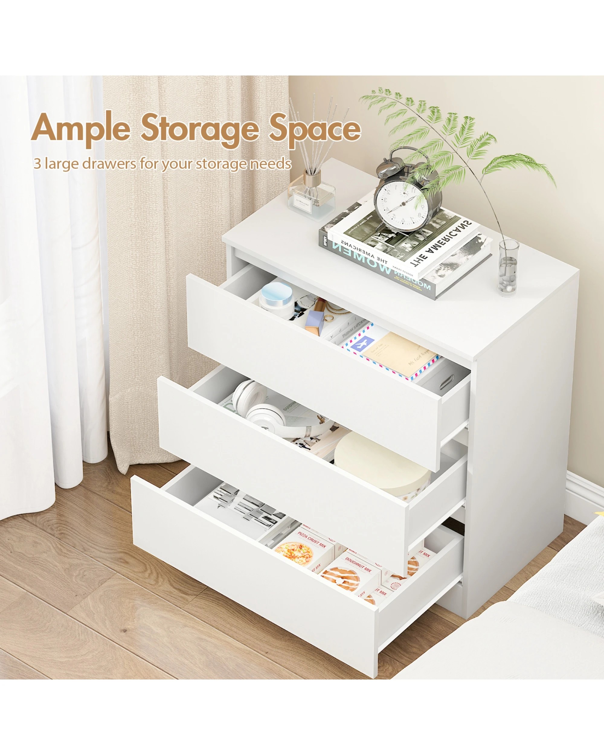 4 Advwin Bedside Table Set Of 2 Nightstand Large Storage Cabinet 3 Drawers, 4 of 6