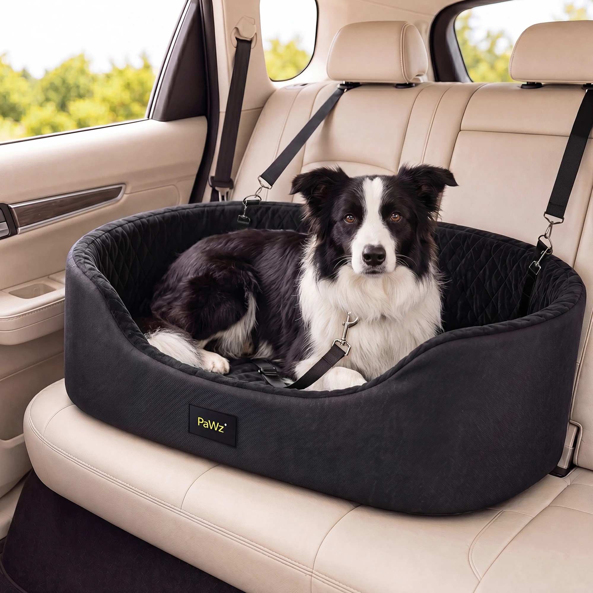 7 Pawz Dog Car Seat  Pet Car Seat  Elevated 10cm  Plush Oxford Black, 7 of 8