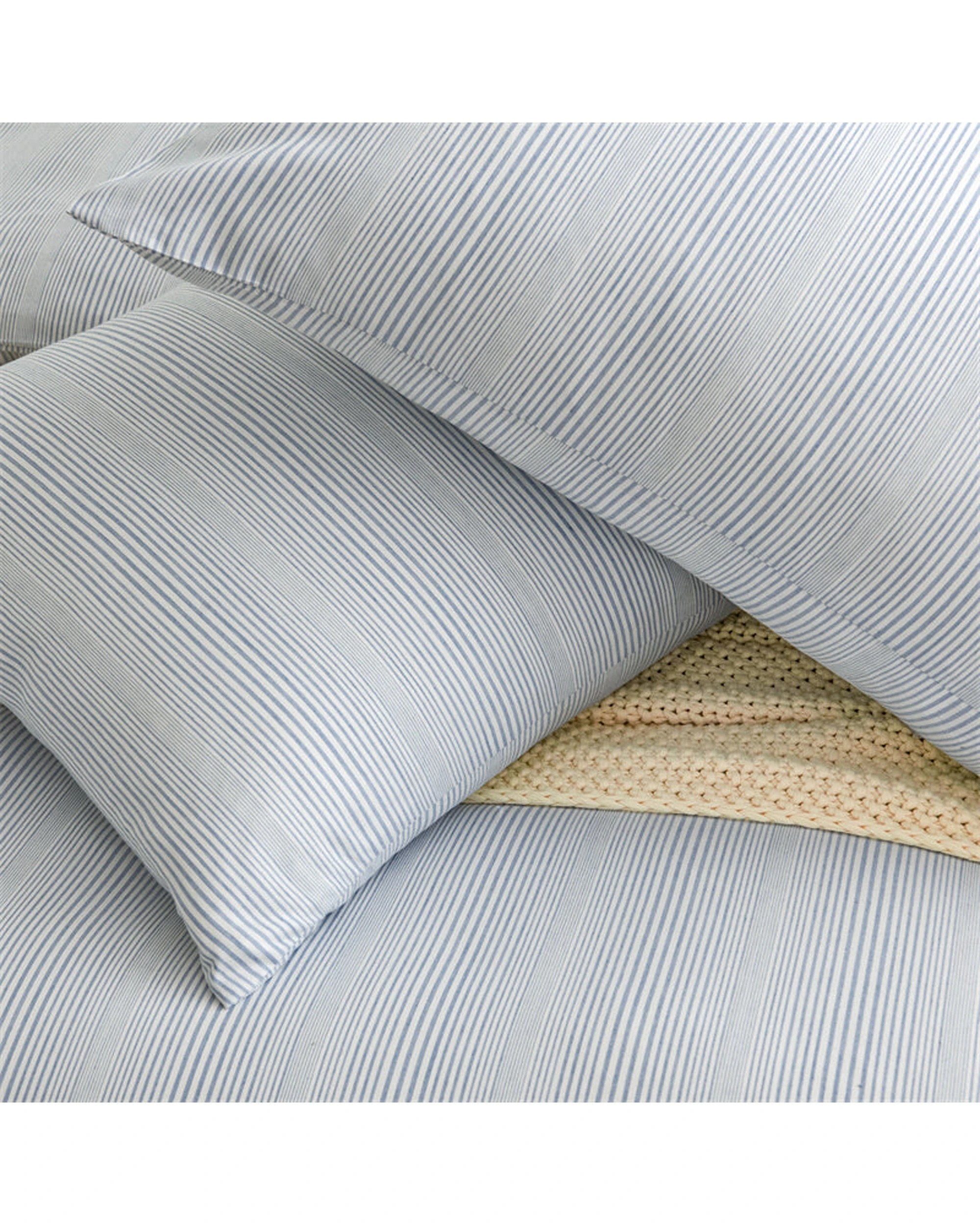 6 Cotton More Bamboo Cotton Stripes Pattern Doona Quilt Cover Set Queen - Blue, 6 of 7